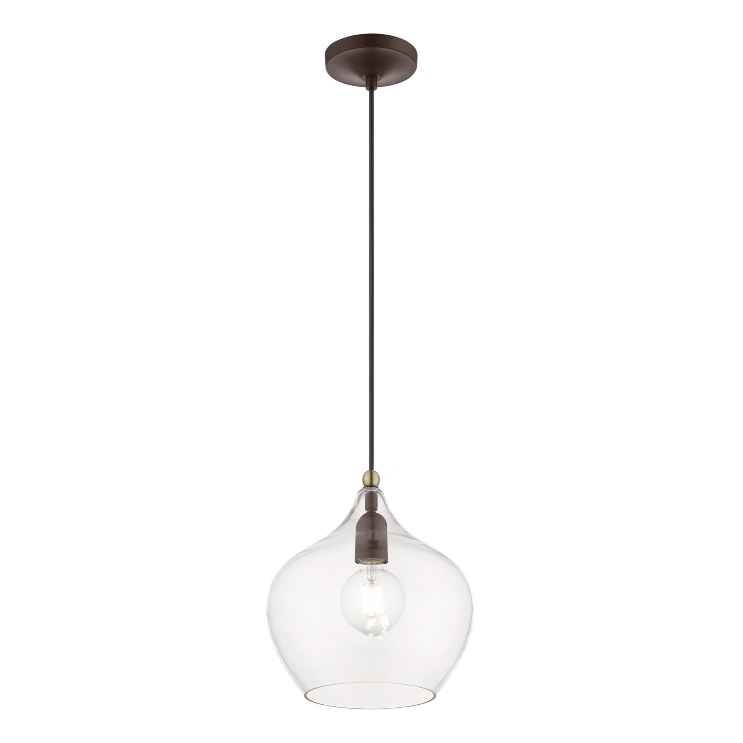Livex Lighting - 49093-07 - One Light Pendant - Aldrich - Bronze w/Antique Brass