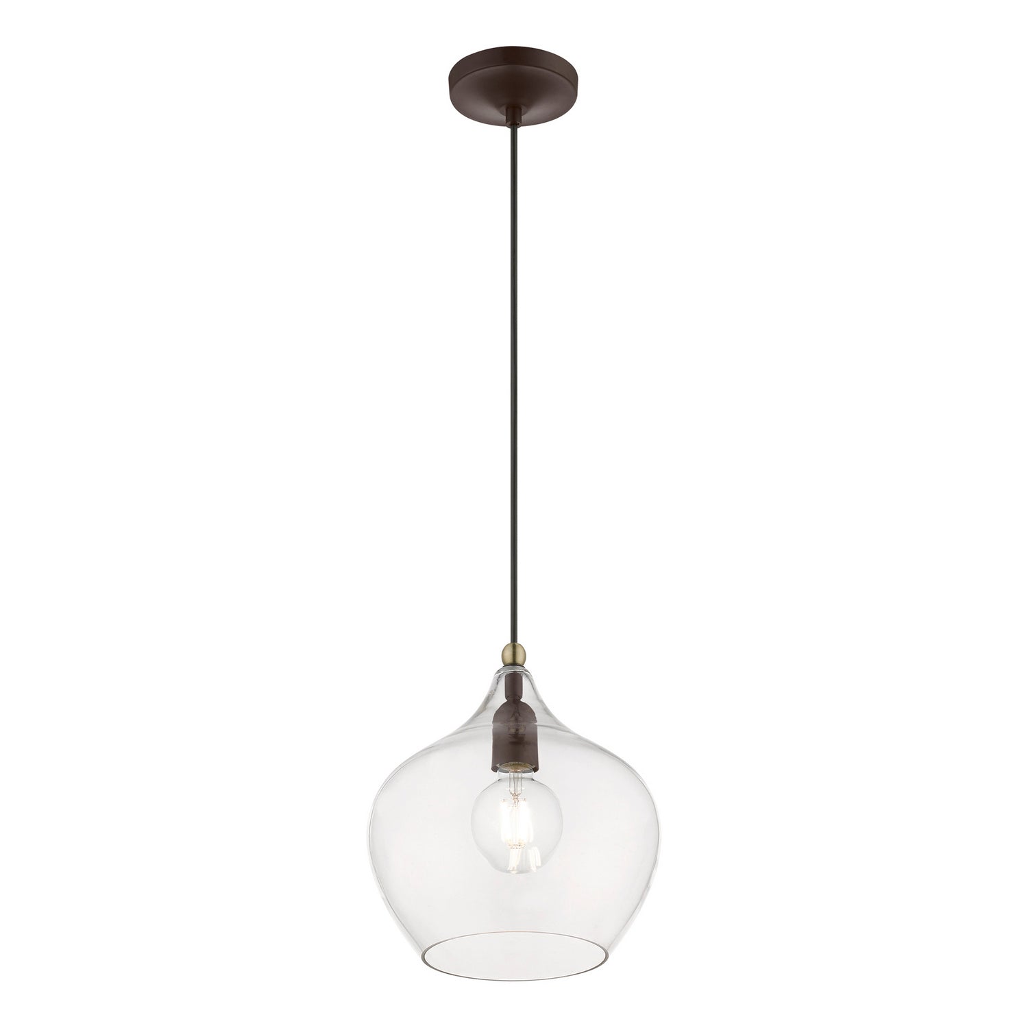 Livex Lighting - 49093-07 - One Light Pendant - Aldrich - Bronze w/Antique Brass