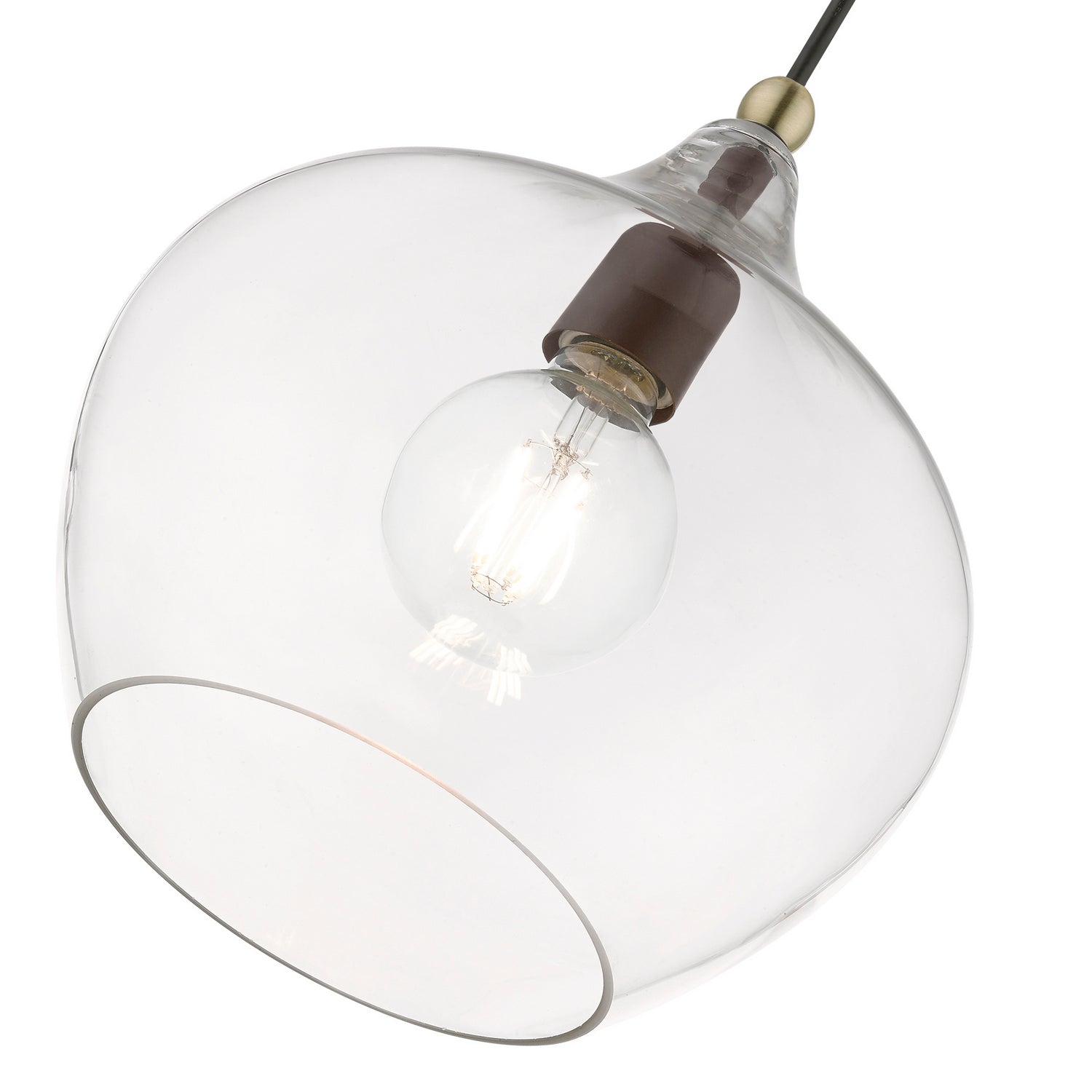 Livex Lighting - 49093-07 - One Light Pendant - Aldrich - Bronze w/Antique Brass