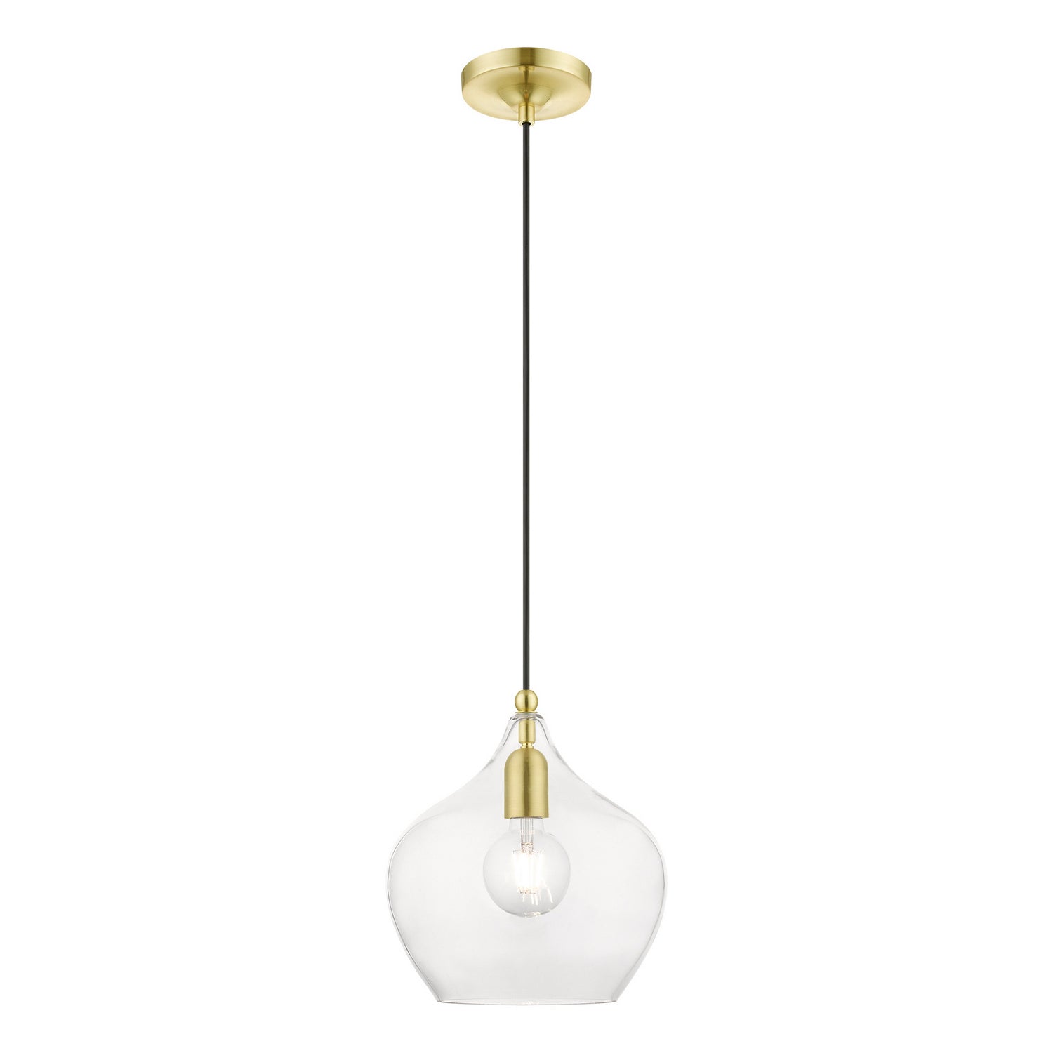 Livex Lighting - 49093-12 - One Light Pendant - Aldrich - Satin Brass w/Polished Brass