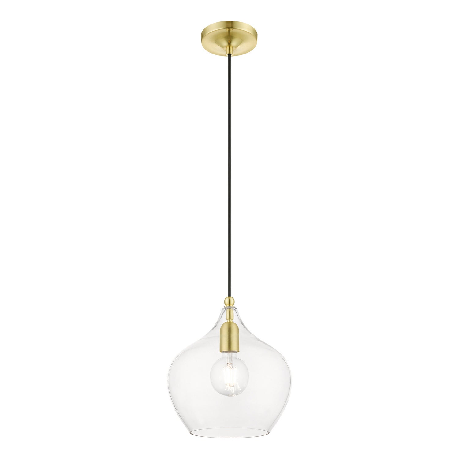 Livex Lighting - 49093-12 - One Light Pendant - Aldrich - Satin Brass w/Polished Brass