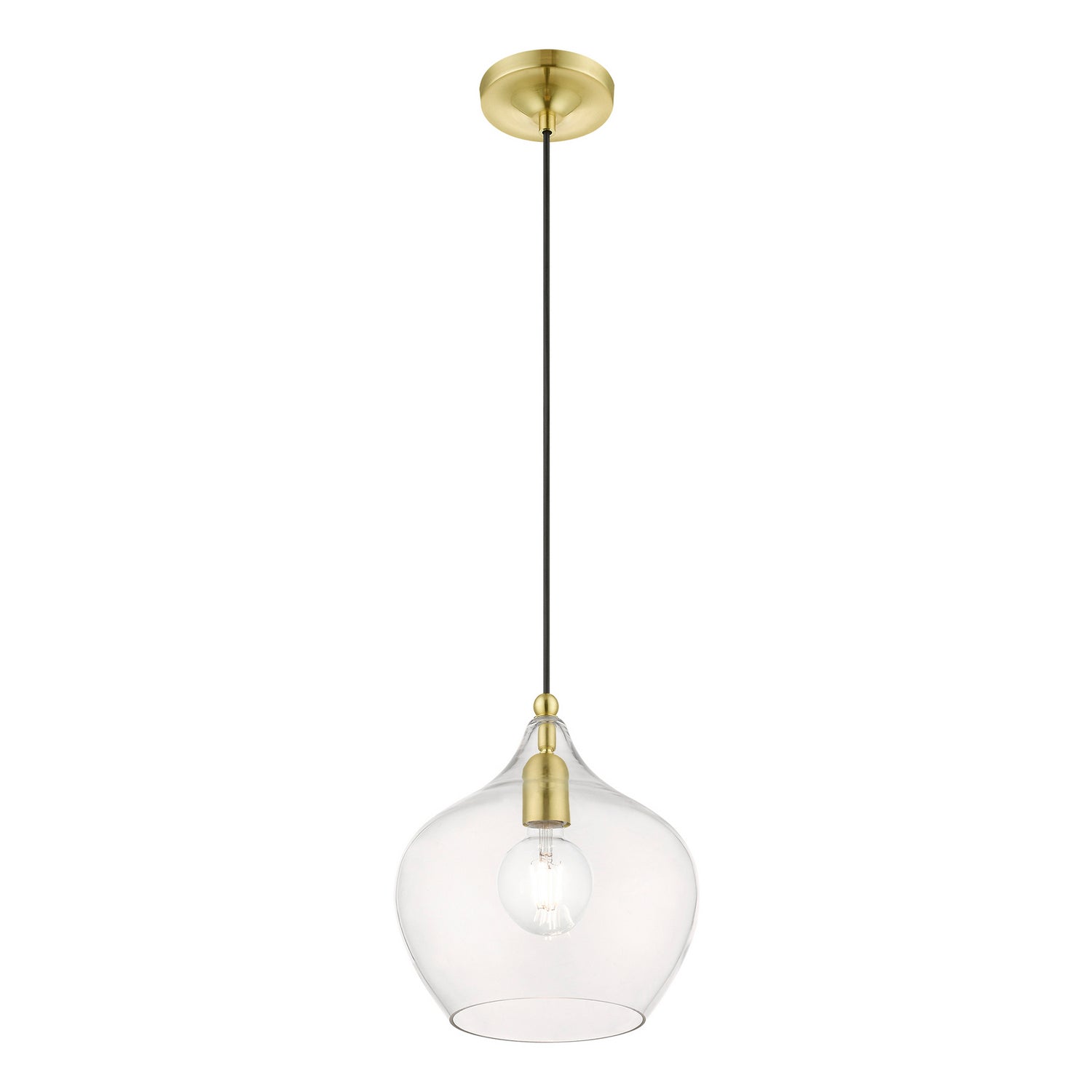 Livex Lighting - 49093-12 - One Light Pendant - Aldrich - Satin Brass w/Polished Brass
