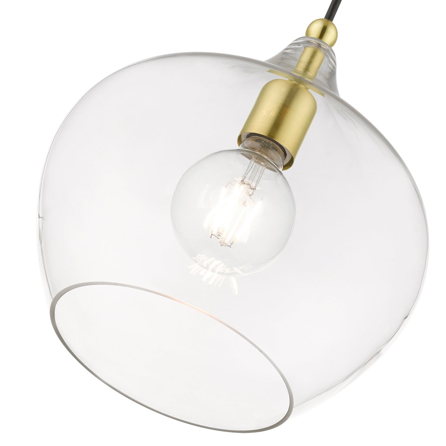 Livex Lighting - 49093-12 - One Light Pendant - Aldrich - Satin Brass w/Polished Brass