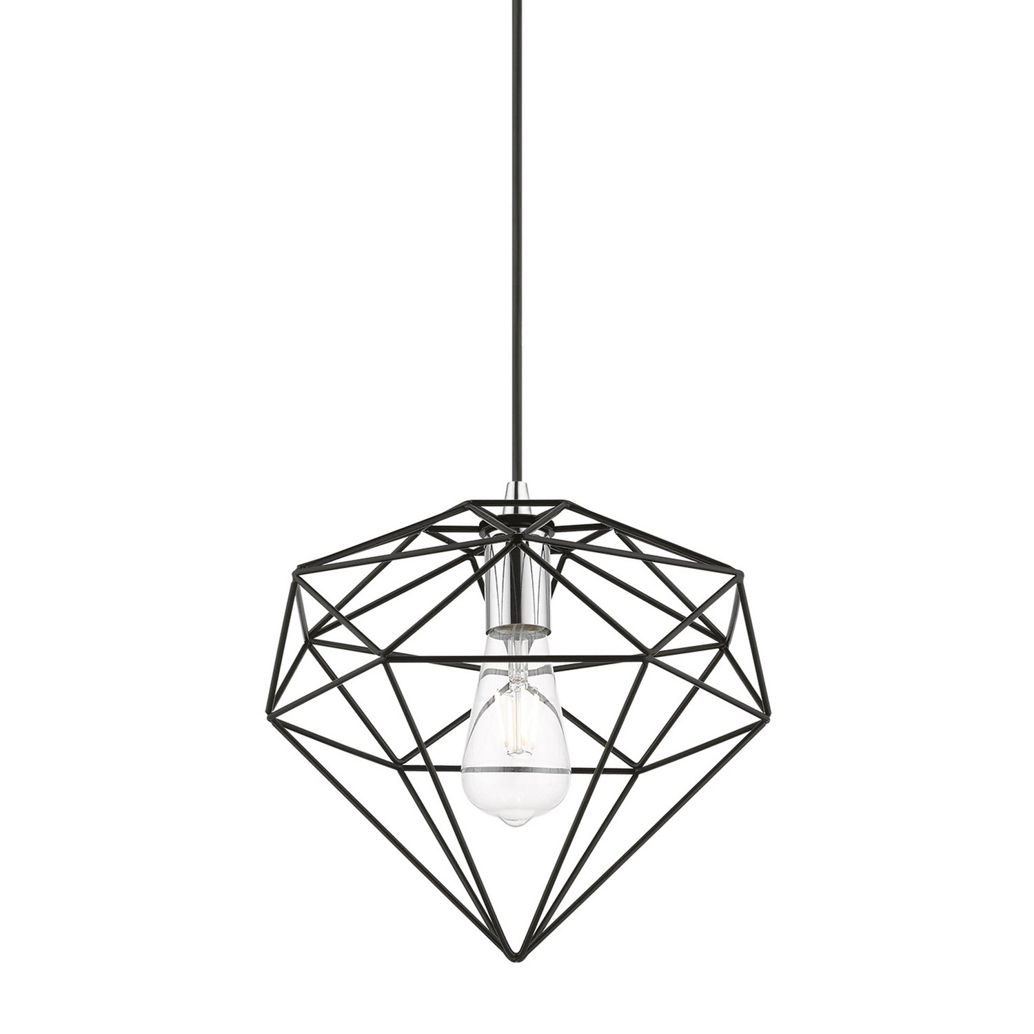 Livex Lighting - 49152-68 - One Light Pendant - Knox - Shiny Black w/Polished Chrome