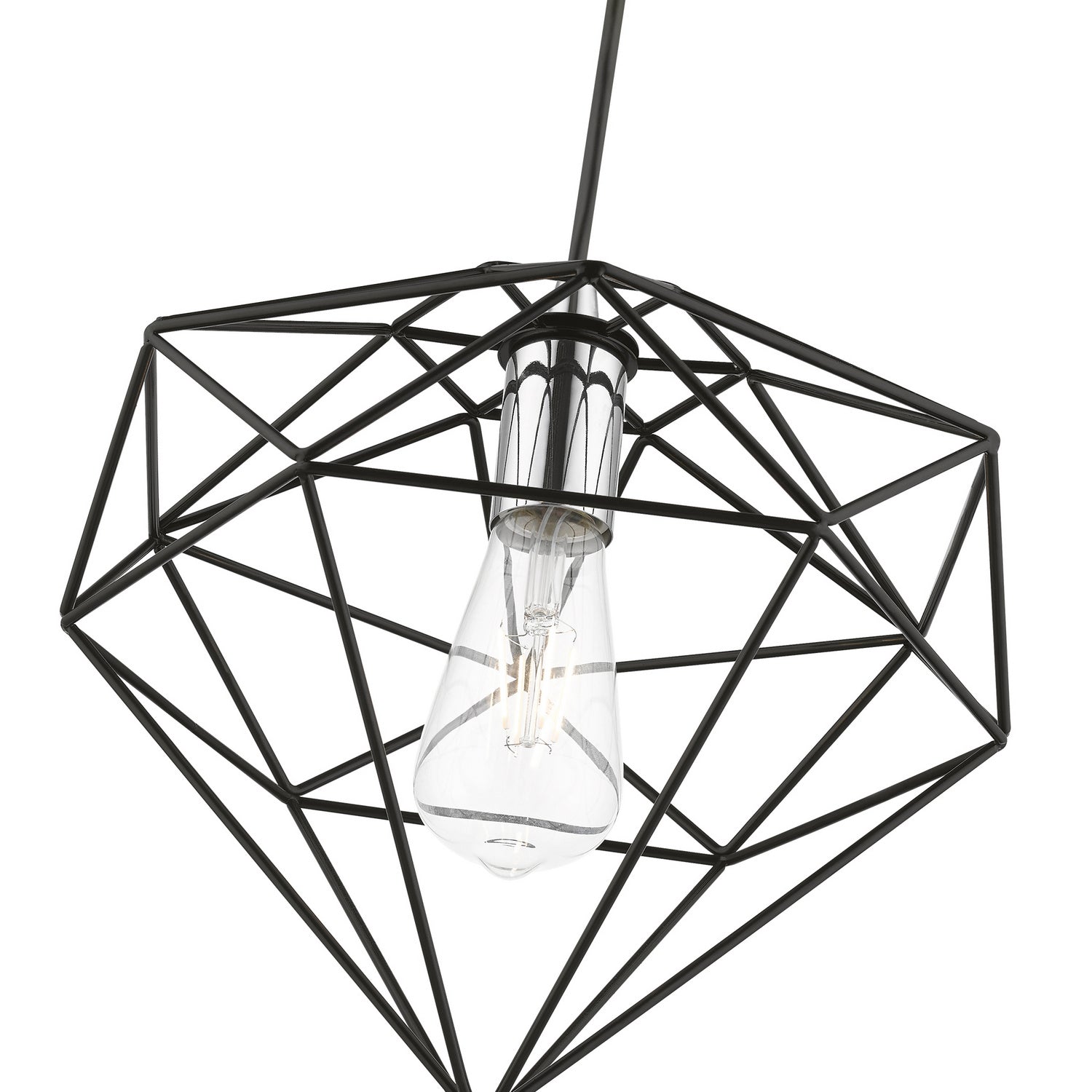 Livex Lighting - 49152-68 - One Light Pendant - Knox - Shiny Black w/Polished Chrome