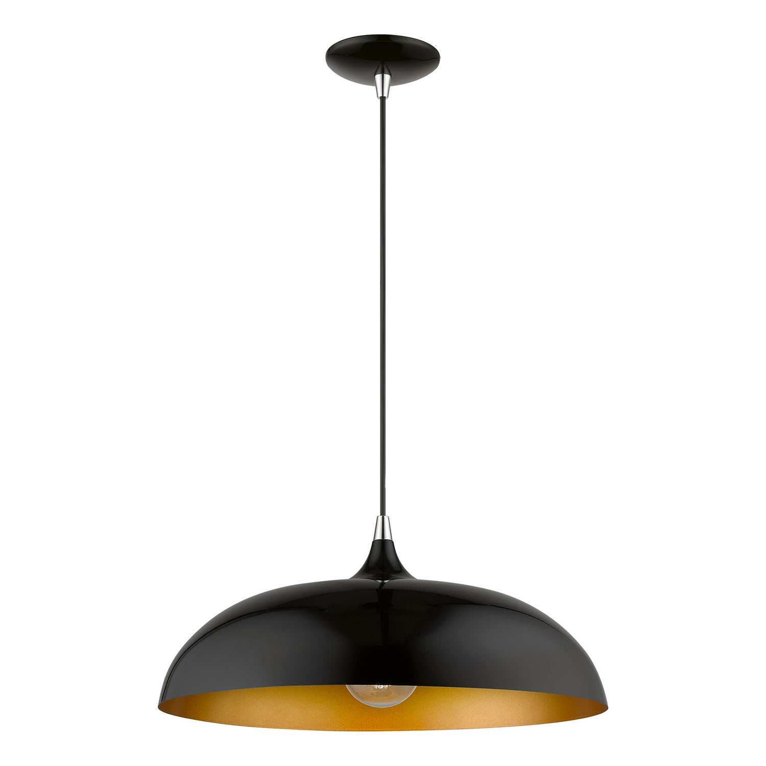 Livex Lighting - 49233-68 - One Light Pendant - Amador - Shiny Black w/Polished Chrome