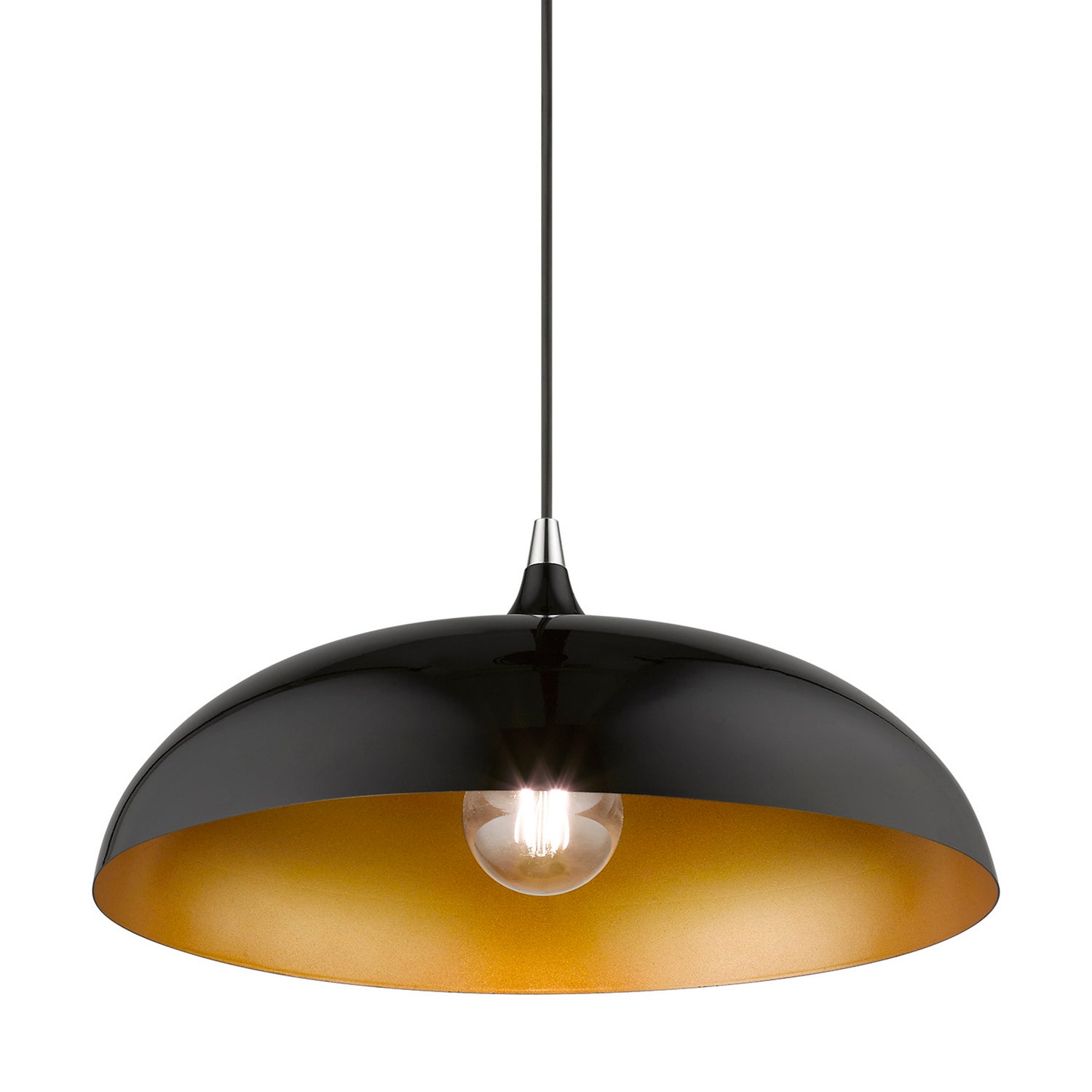Livex Lighting - 49233-68 - One Light Pendant - Amador - Shiny Black w/Polished Chrome