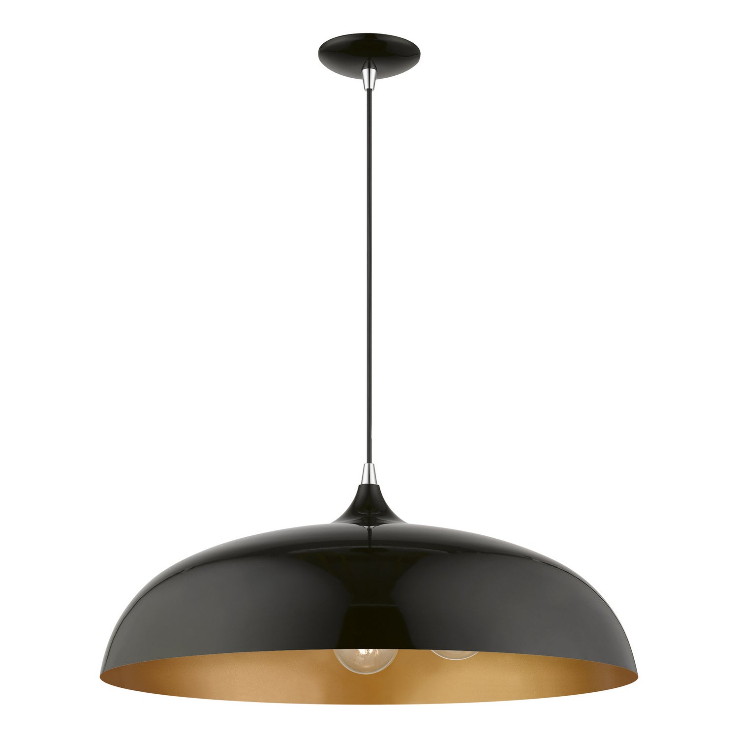 Livex Lighting - 49234-68 - Three Light Pendant - Amador - Shiny Black w/Polished Chrome