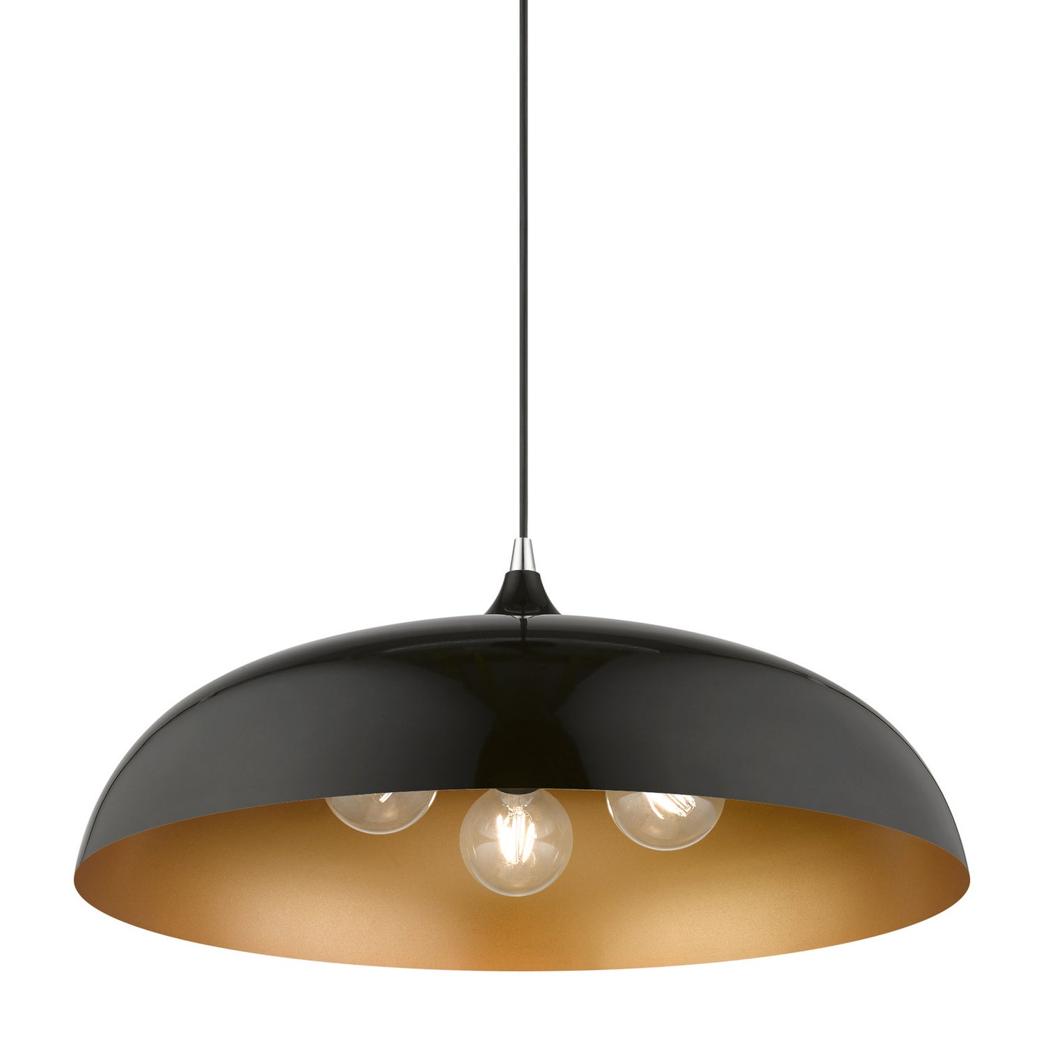 Livex Lighting - 49234-68 - Three Light Pendant - Amador - Shiny Black w/Polished Chrome