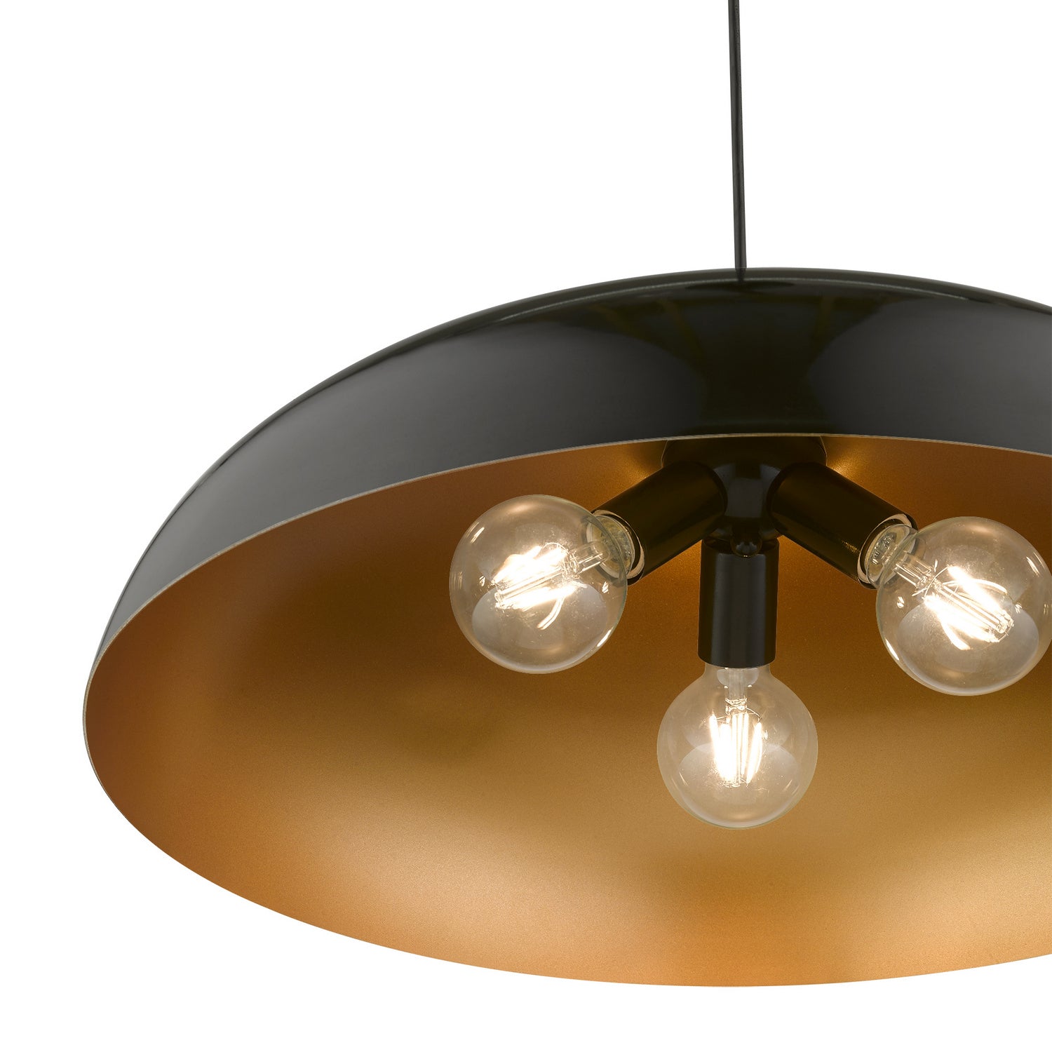 Livex Lighting - 49234-68 - Three Light Pendant - Amador - Shiny Black w/Polished Chrome
