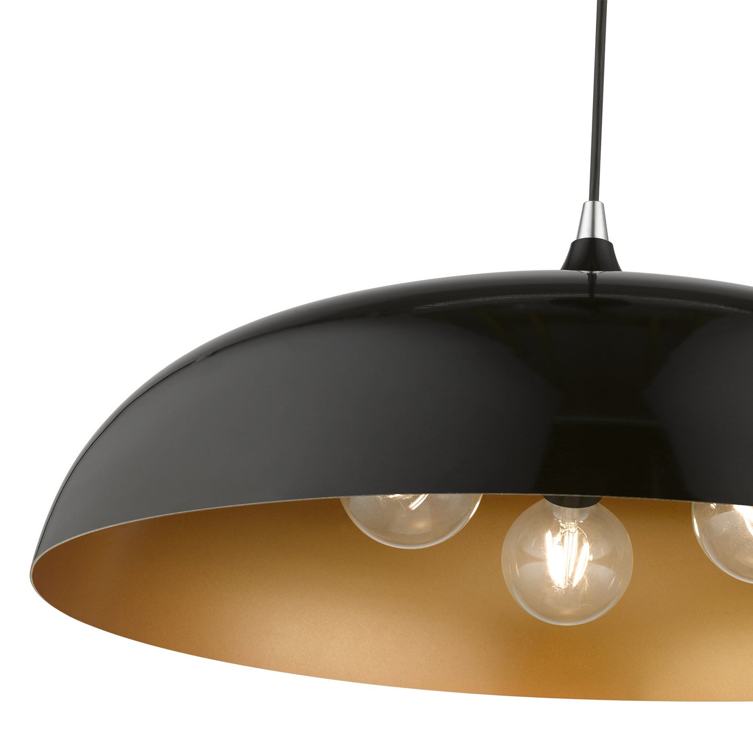 Livex Lighting - 49234-68 - Three Light Pendant - Amador - Shiny Black w/Polished Chrome