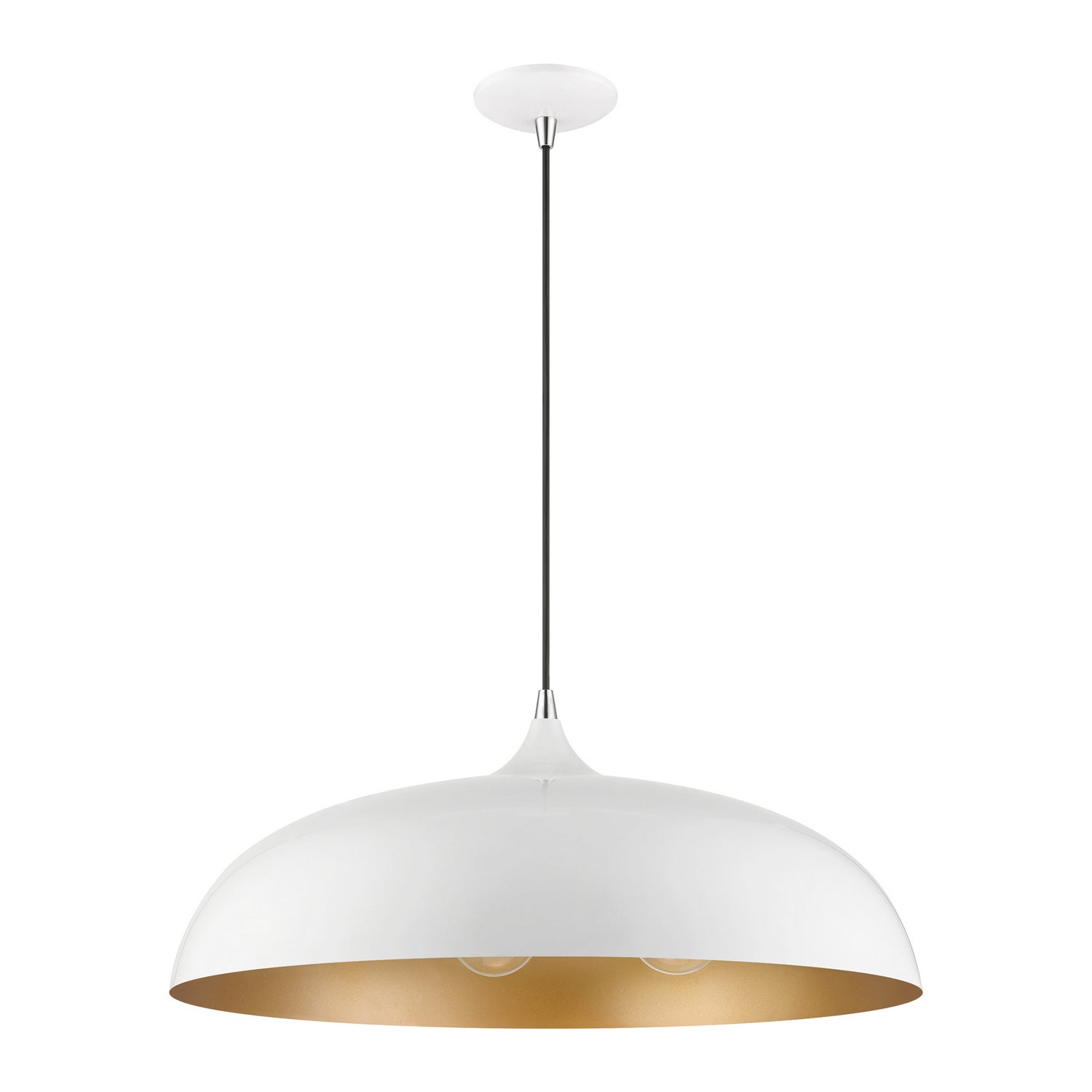 Livex Lighting - 49234-69 - Three Light Pendant - Amador - Shiny White w/Polished Chrome