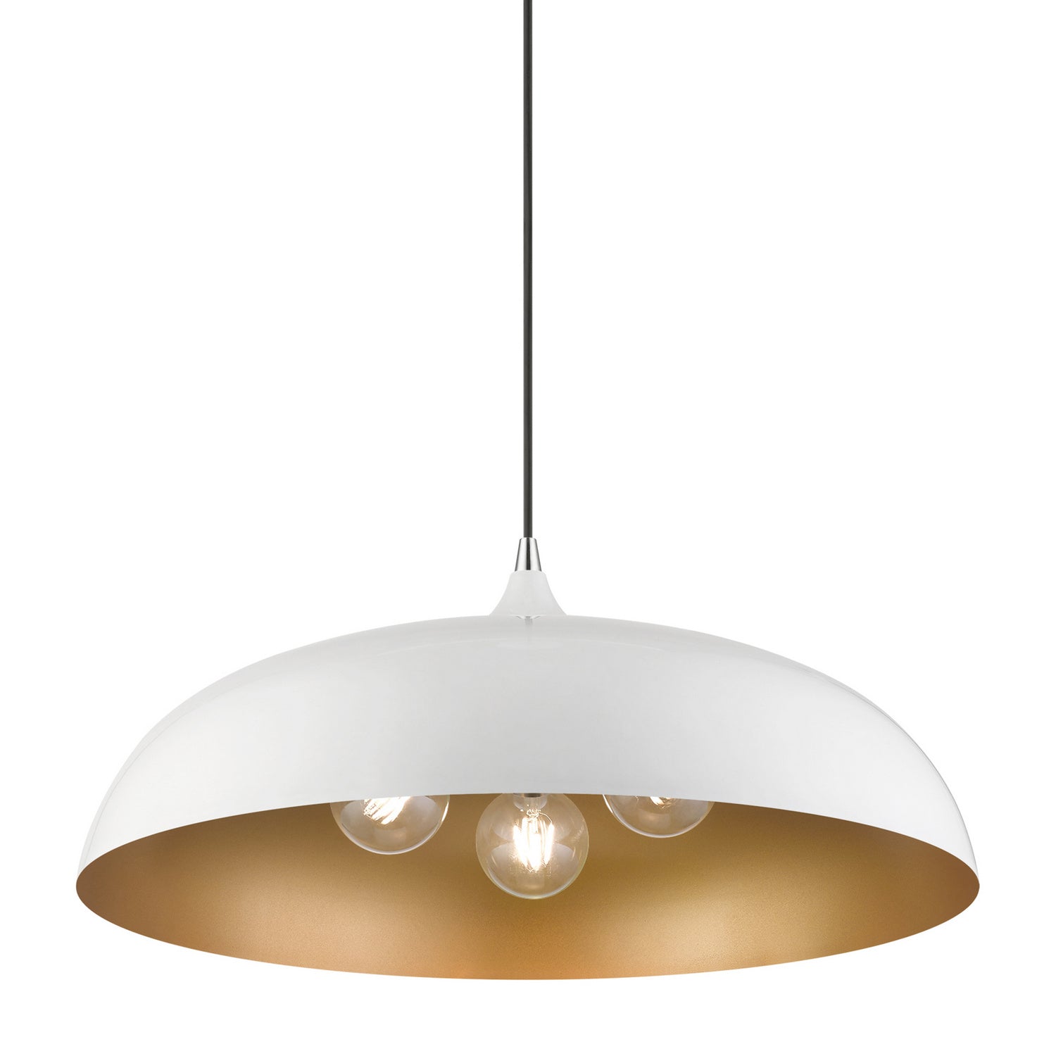 Livex Lighting - 49234-69 - Three Light Pendant - Amador - Shiny White w/Polished Chrome