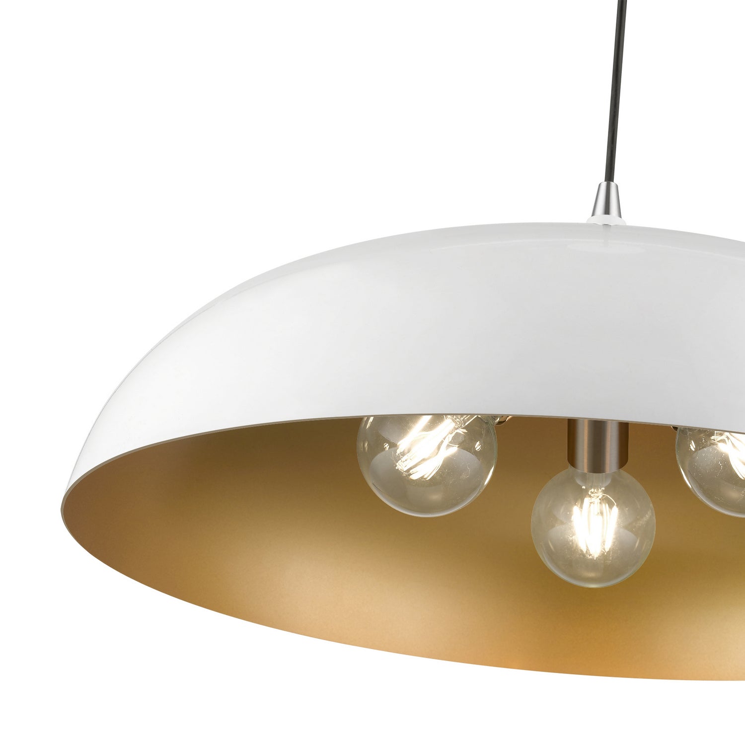 Livex Lighting - 49234-69 - Three Light Pendant - Amador - Shiny White w/Polished Chrome