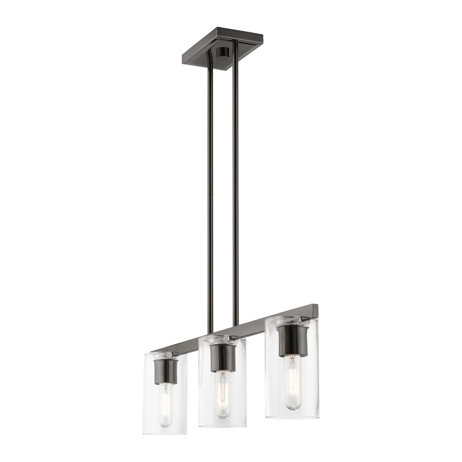 Livex Lighting - 49273-46 - Three Light Linear Chandelier - Clarion - Black Chrome