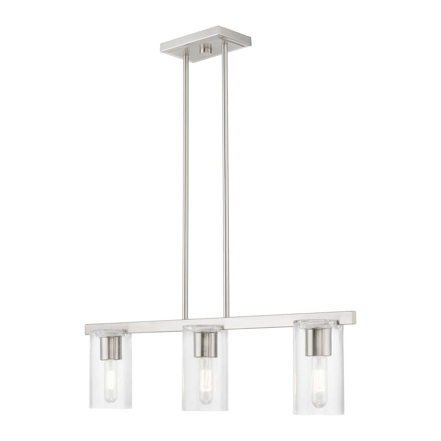 Livex Lighting - 49273-91 - Three Light Linear Chandelier - Clarion - Brushed Nickel