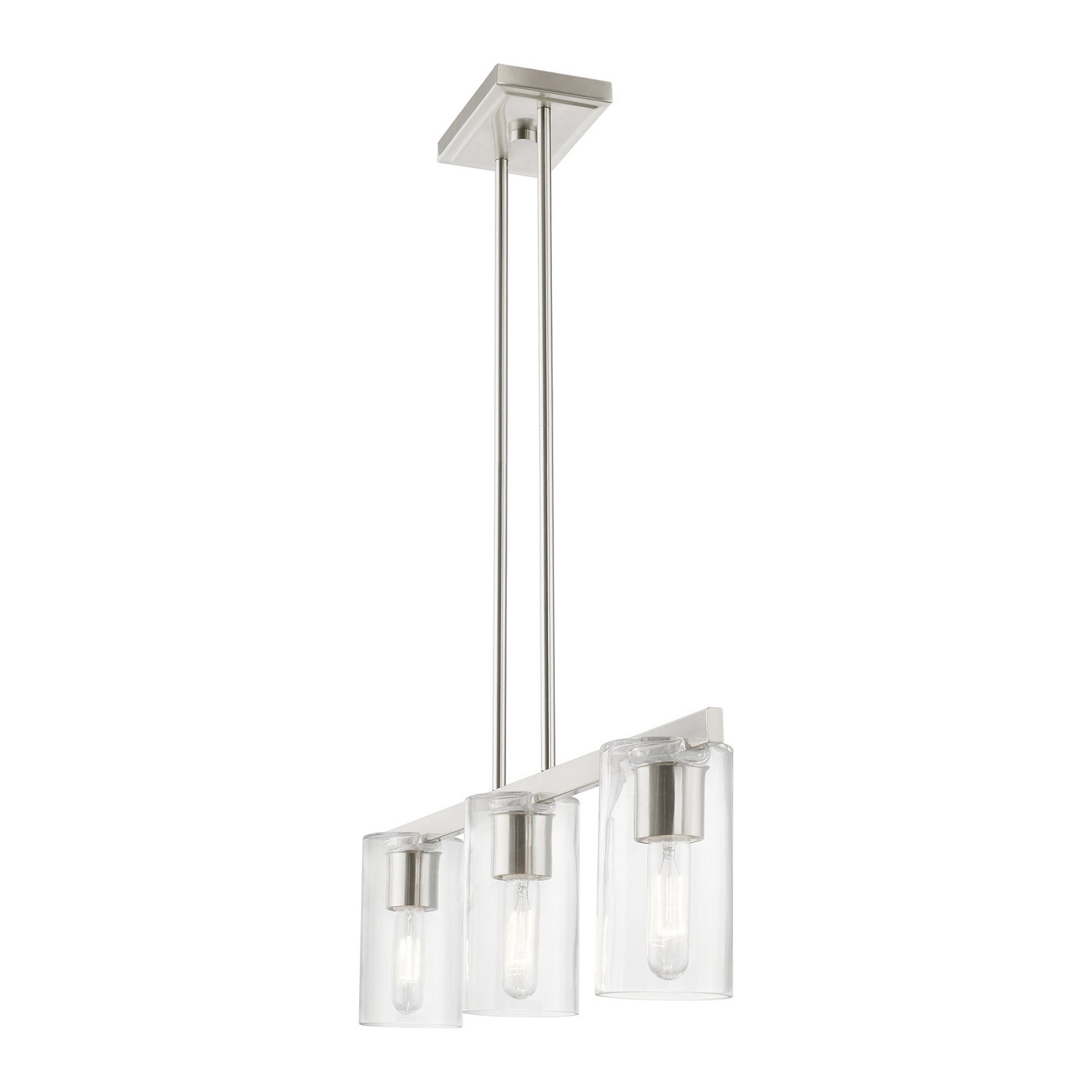 Livex Lighting - 49273-91 - Three Light Linear Chandelier - Clarion - Brushed Nickel
