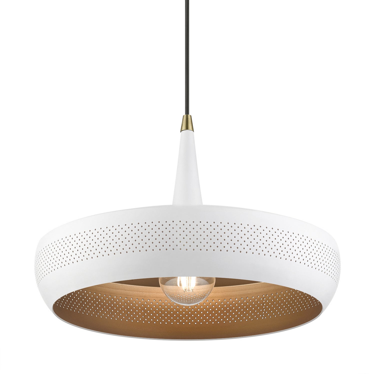 Livex Lighting - 49353-03 - One Light Pendant - Banbury - White w/Antique Brass