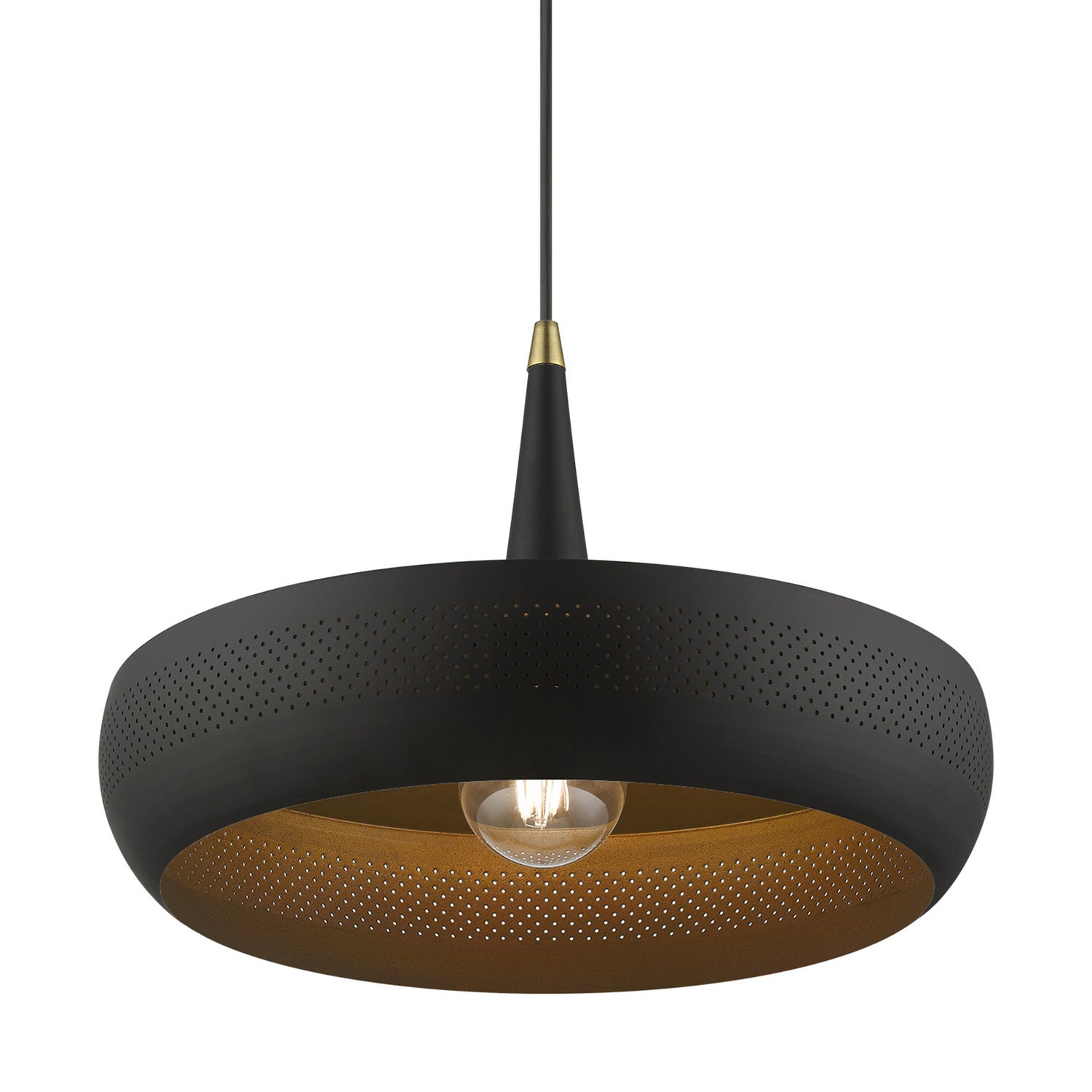Livex Lighting - 49353-04 - One Light Pendant - Banbury - Black w/Antique Brass