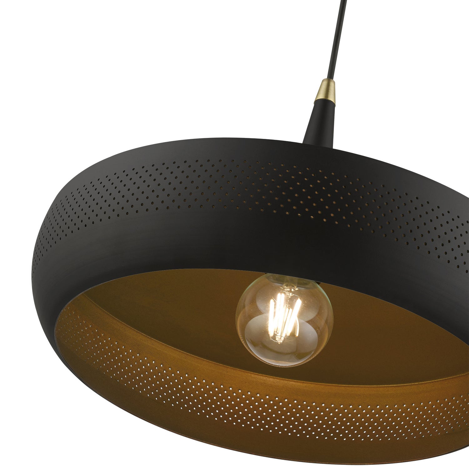 Livex Lighting - 49353-04 - One Light Pendant - Banbury - Black w/Antique Brass