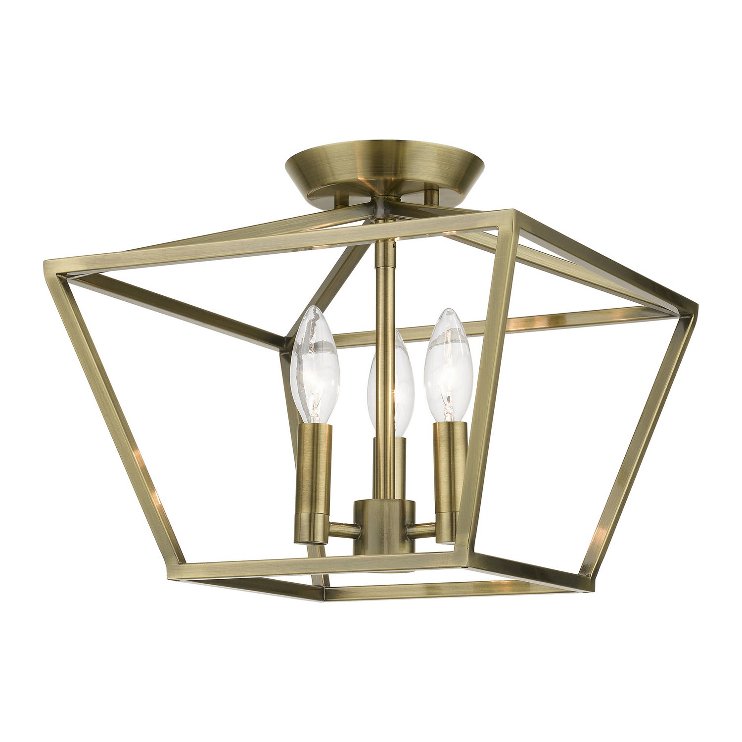 Livex Lighting - 49430-01 - Three Light Semi-Flush Mount - Devone - Antique Brass