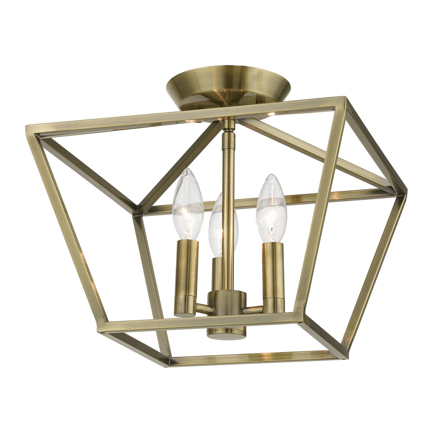 Livex Lighting - 49430-01 - Three Light Semi-Flush Mount - Devone - Antique Brass
