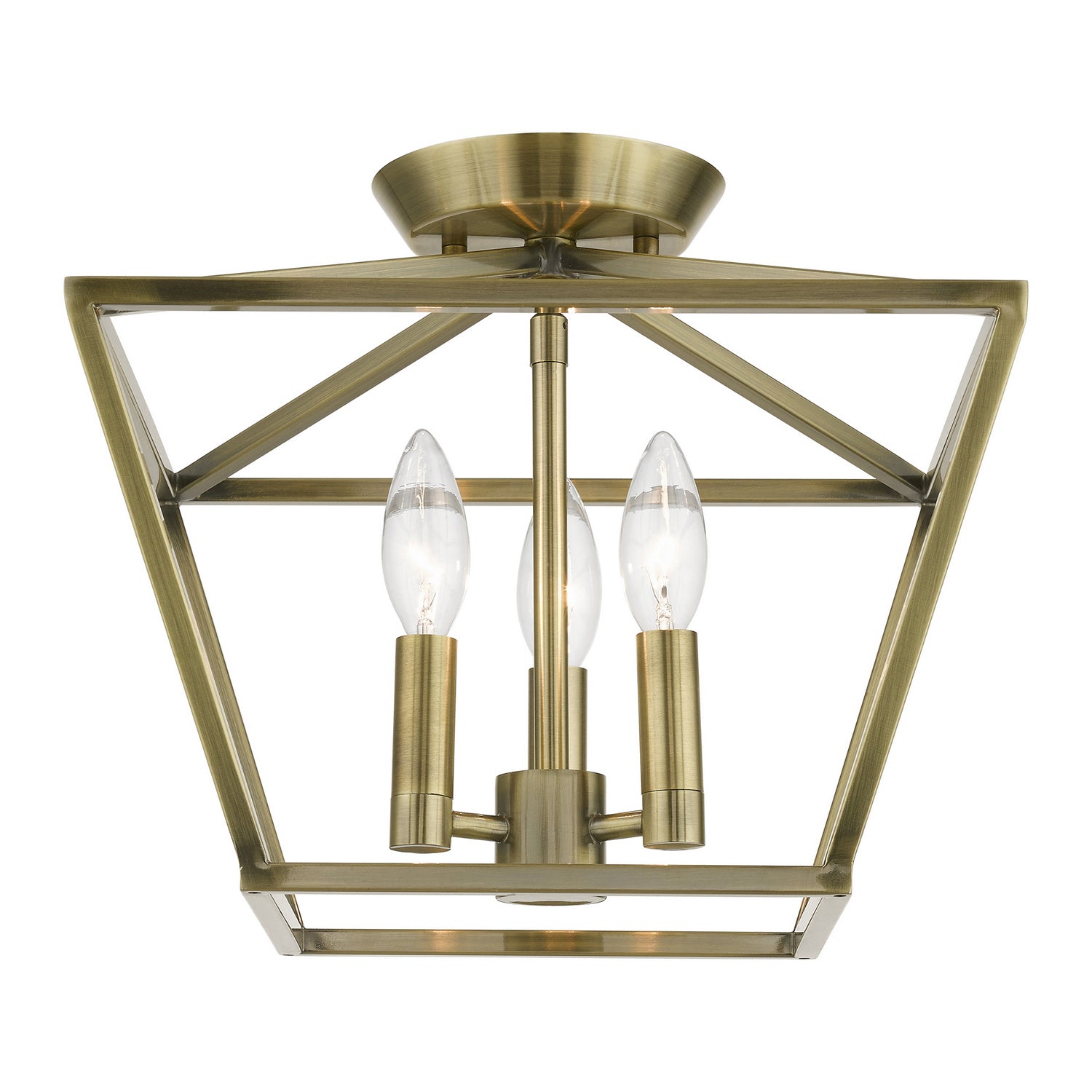 Livex Lighting - 49430-01 - Three Light Semi-Flush Mount - Devone - Antique Brass