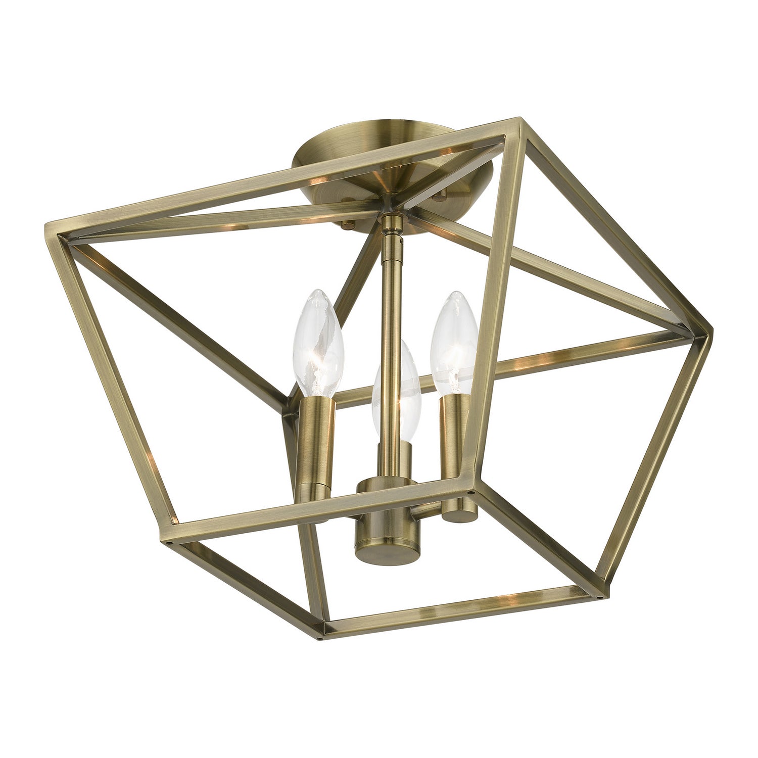 Livex Lighting - 49430-01 - Three Light Semi-Flush Mount - Devone - Antique Brass
