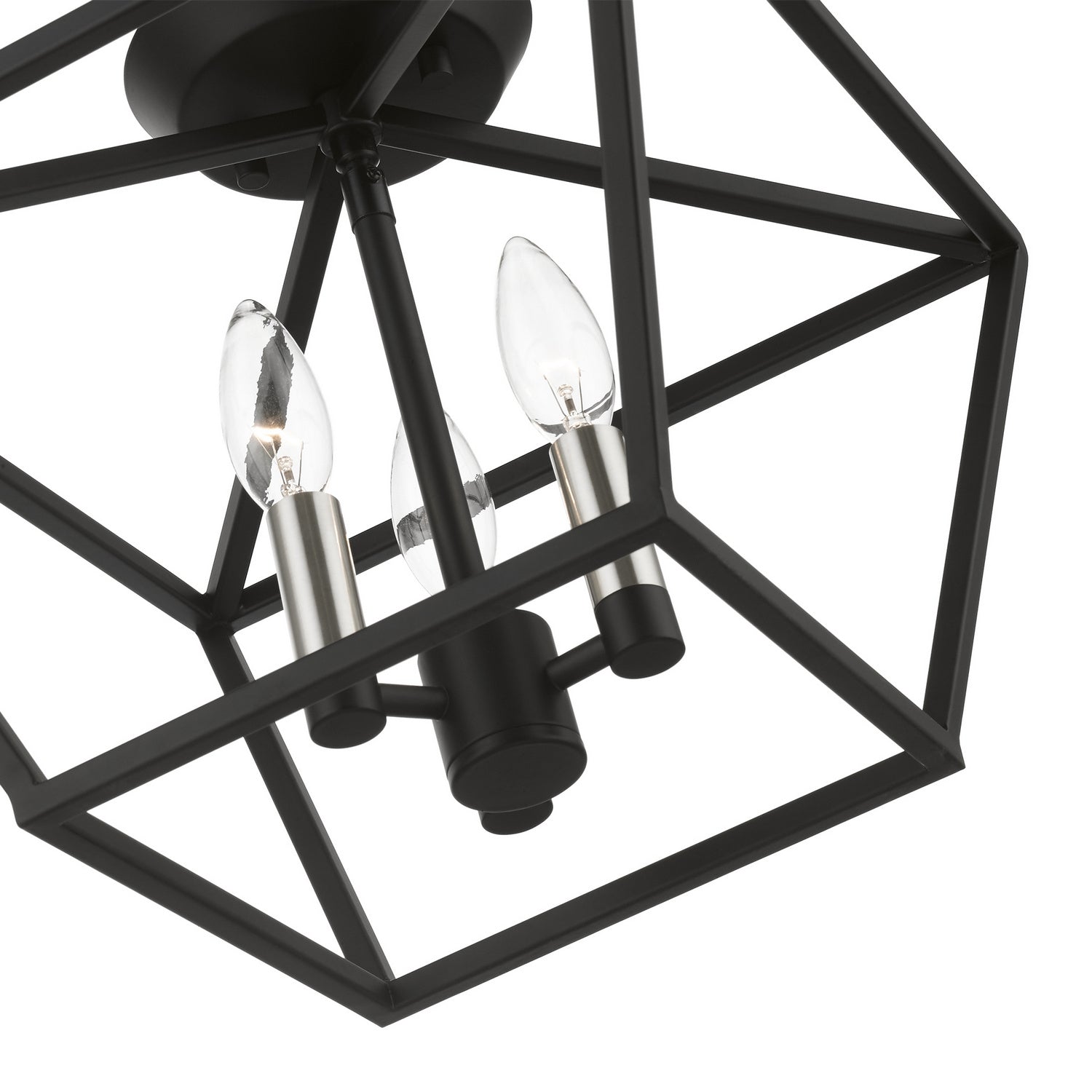 Livex Lighting - 49430-04 - Three Light Semi-Flush Mount - Devone - Black w/Brushed Nickel