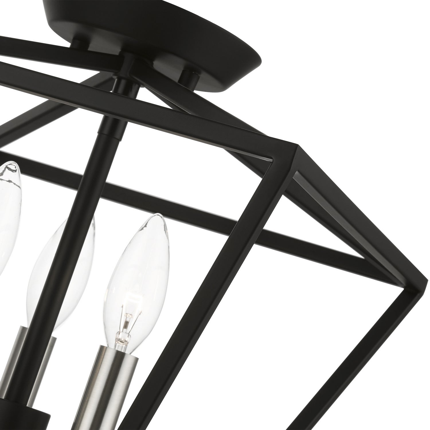 Livex Lighting - 49430-04 - Three Light Semi-Flush Mount - Devone - Black w/Brushed Nickel