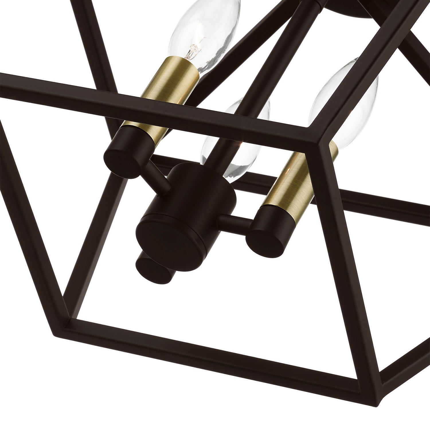 Livex Lighting - 49430-07 - Three Light Semi-Flush Mount - Devone - Bronze w/Antique Brass