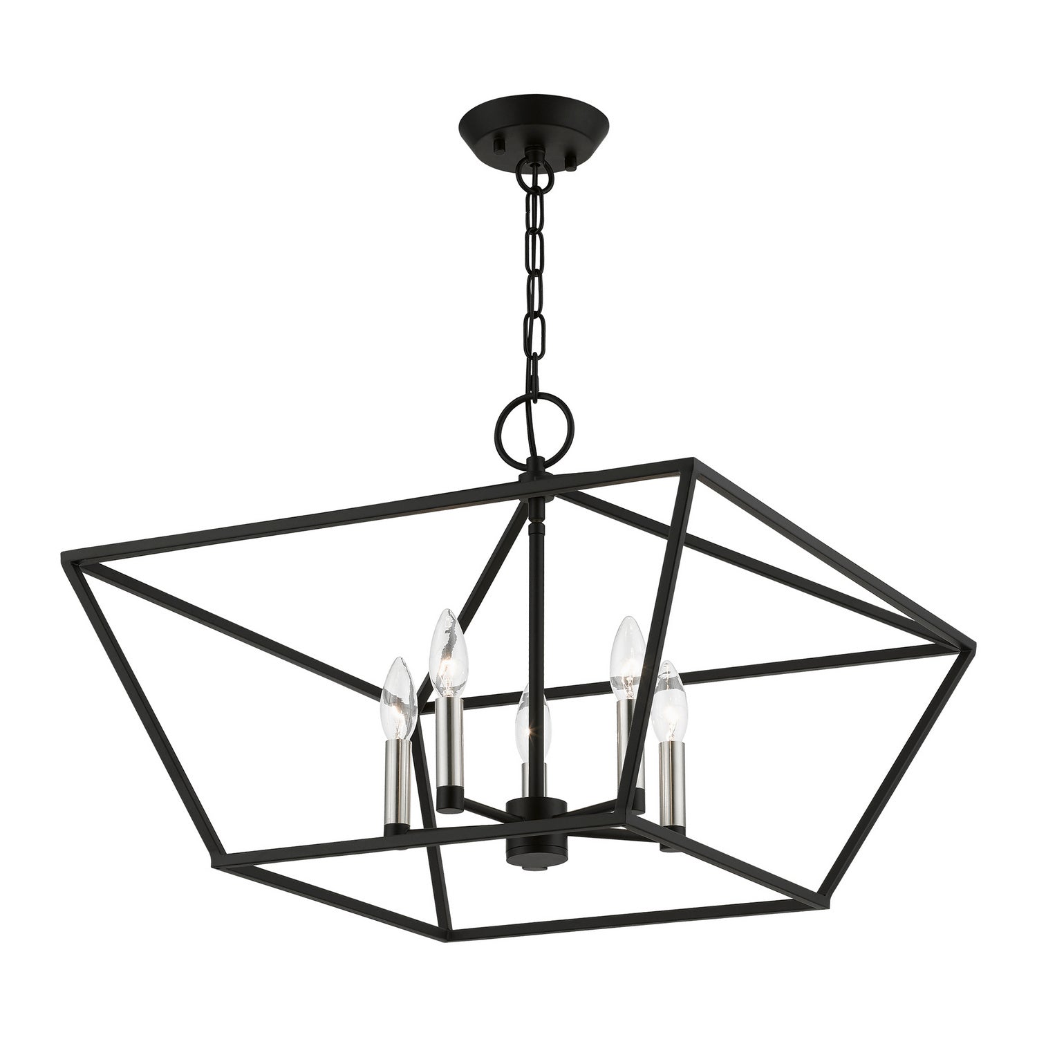 Livex Lighting - 49435-04 - Five Light Chandelier - Devone - Black w/Brushed Nickel