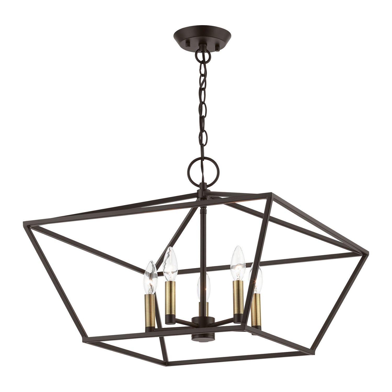 Livex Lighting - 49435-07 - Five Light Chandelier - Devone - Bronze w/Antique Brass