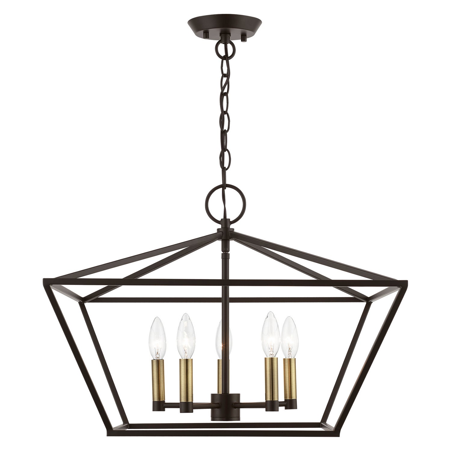 Livex Lighting - 49435-07 - Five Light Chandelier - Devone - Bronze w/Antique Brass