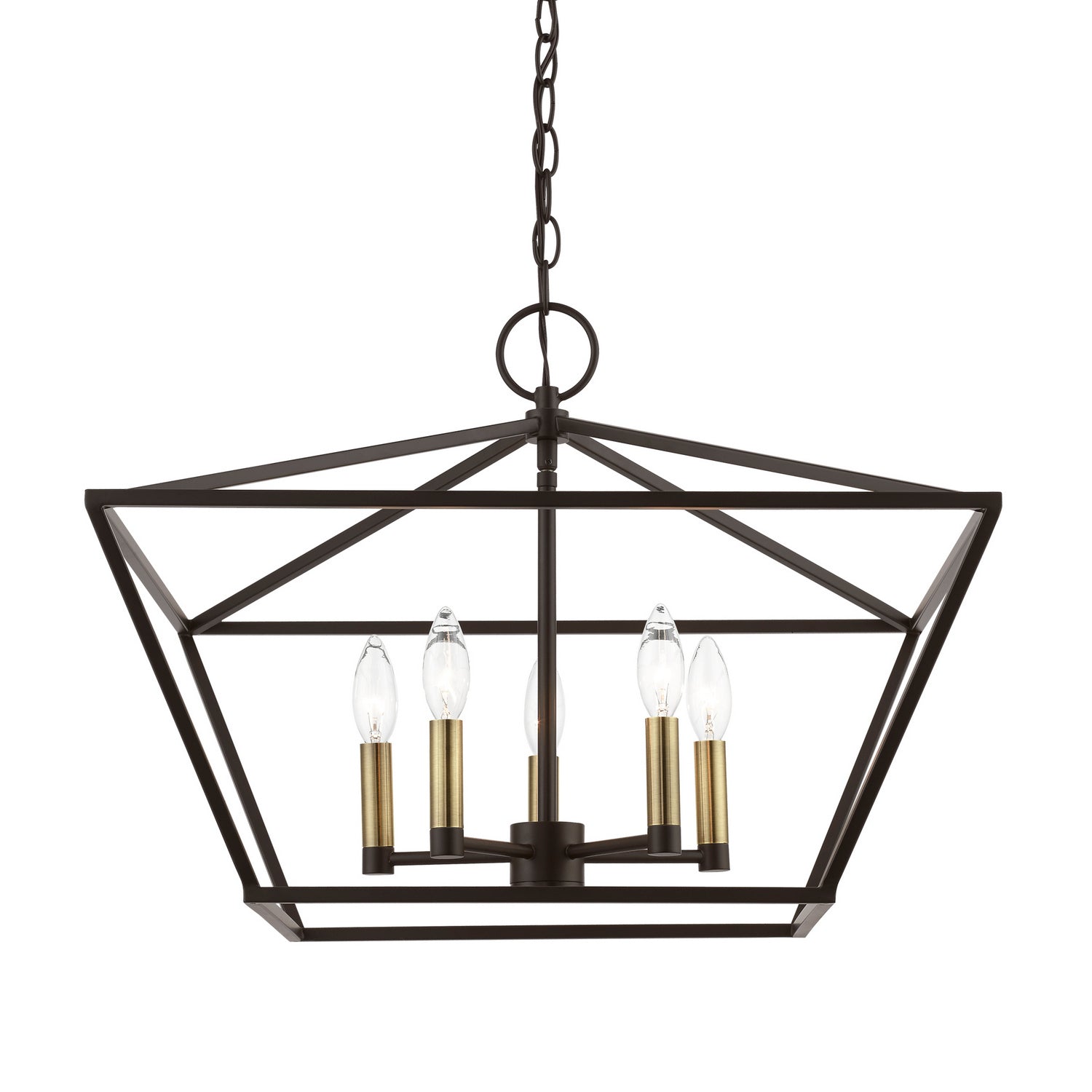 Livex Lighting - 49435-07 - Five Light Chandelier - Devone - Bronze w/Antique Brass