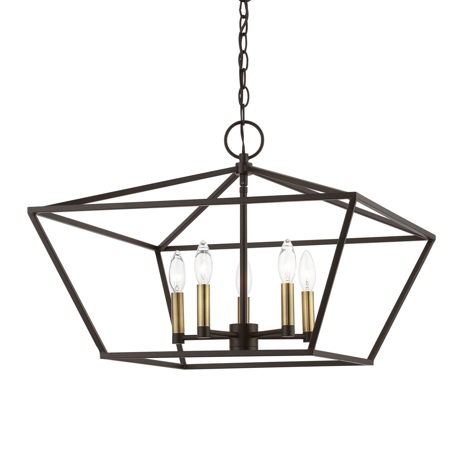 Livex Lighting - 49435-07 - Five Light Chandelier - Devone - Bronze w/Antique Brass
