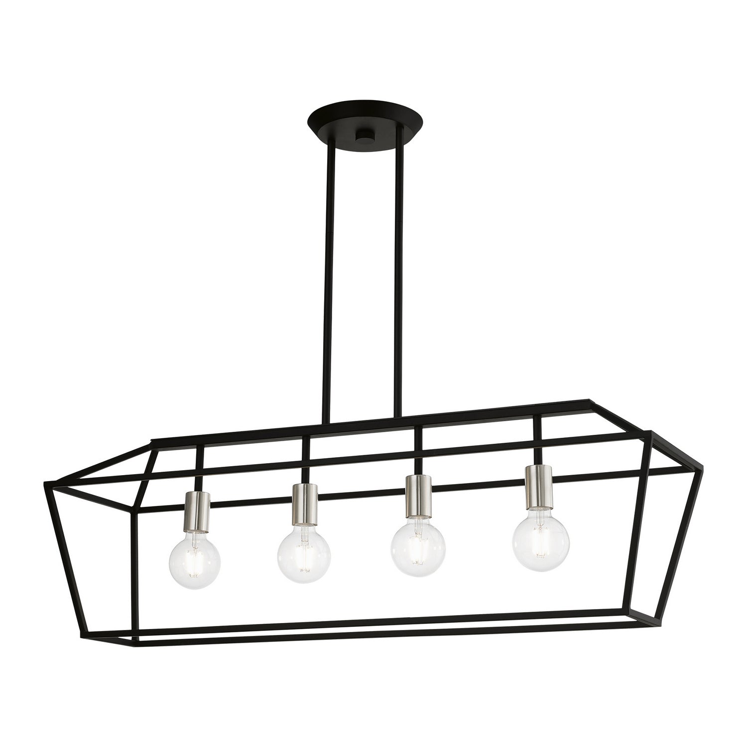 Livex Lighting - 49437-04 - Four Light Linear Chandelier - Devone - Black w/Brushed Nickel