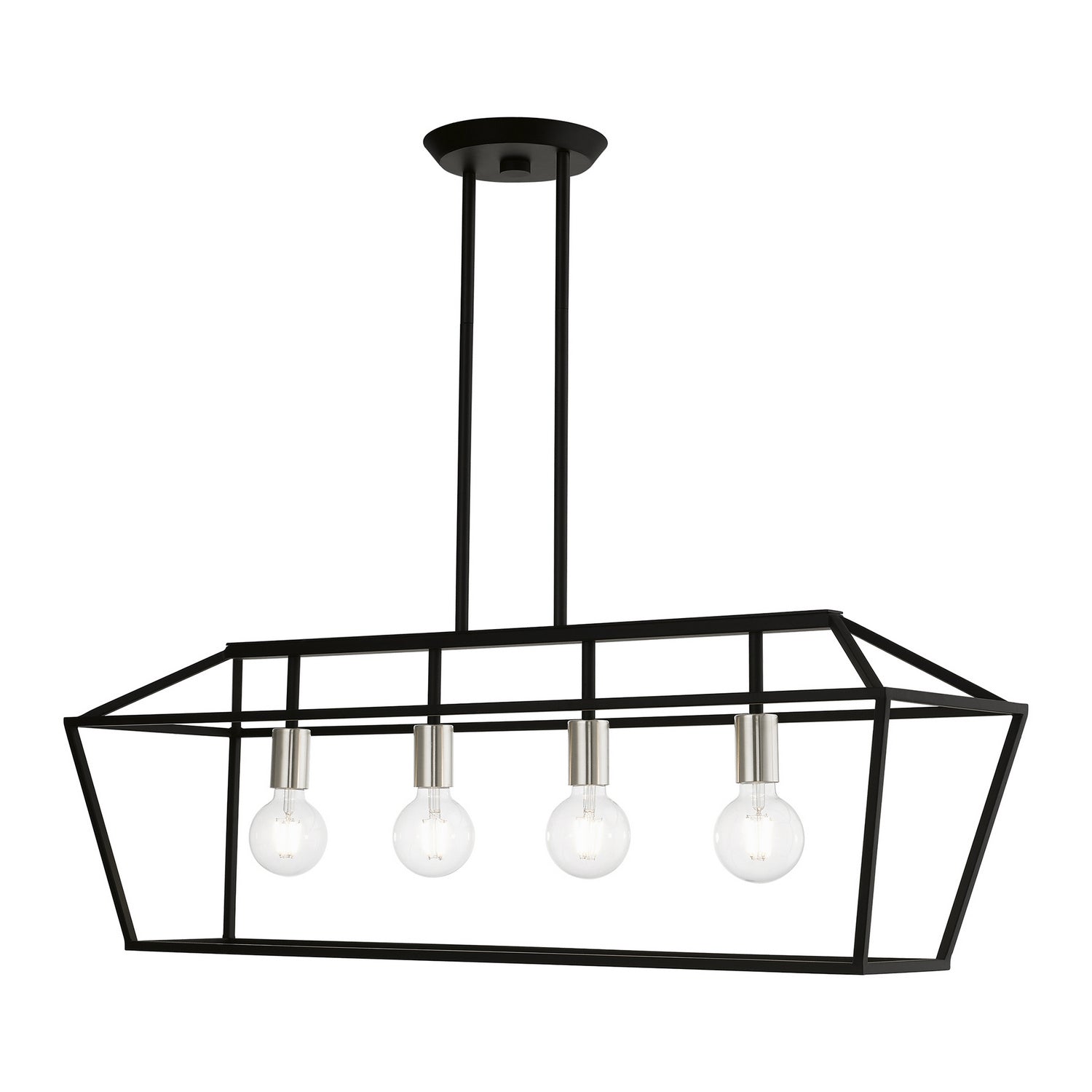 Livex Lighting - 49437-04 - Four Light Linear Chandelier - Devone - Black w/Brushed Nickel
