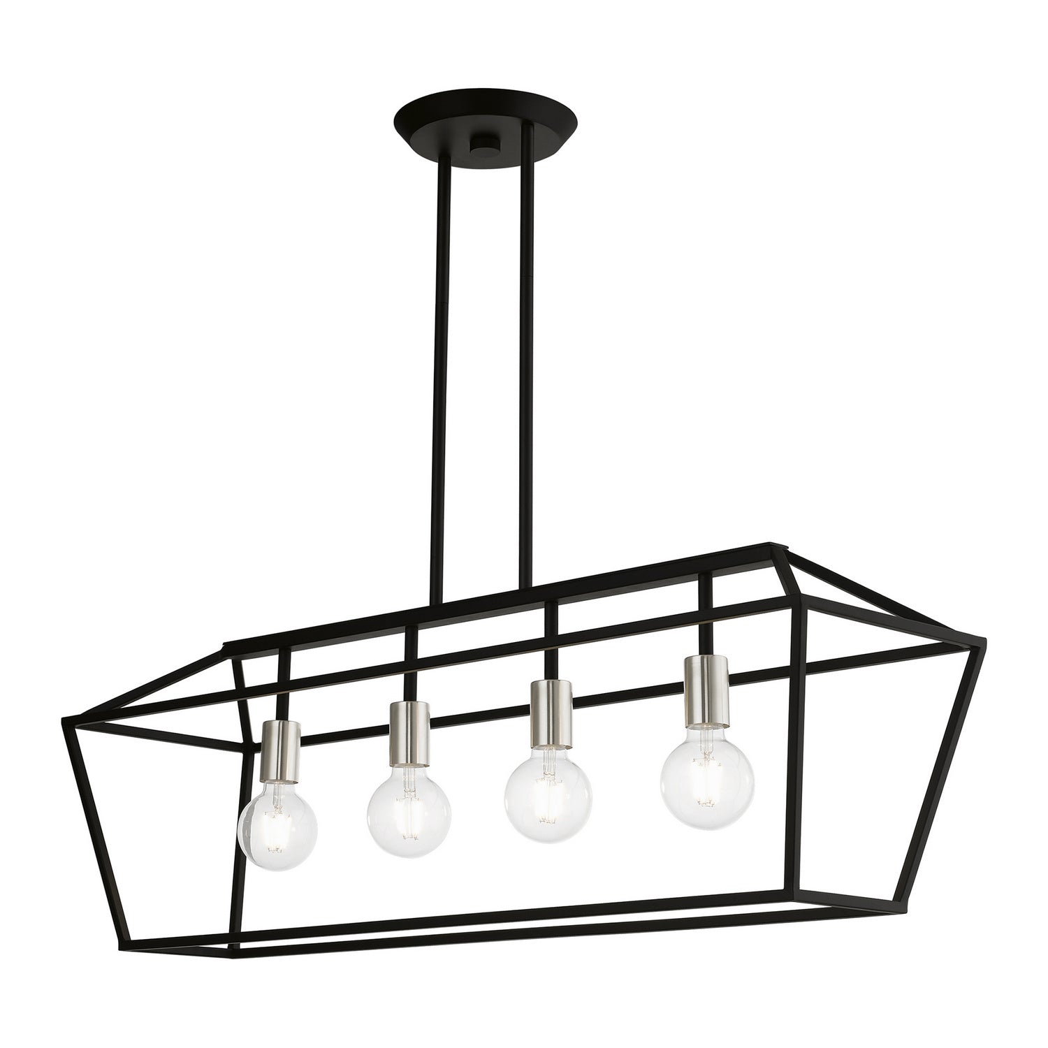 Livex Lighting - 49437-04 - Four Light Linear Chandelier - Devone - Black w/Brushed Nickel