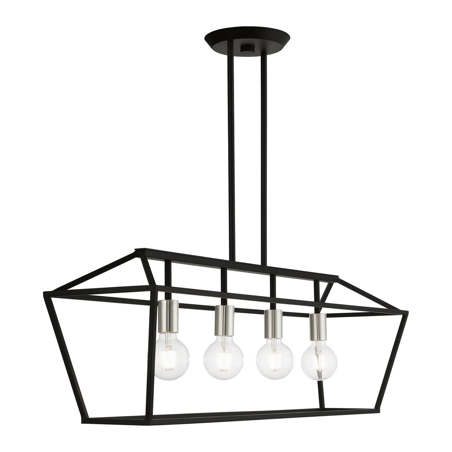 Livex Lighting - 49437-04 - Four Light Linear Chandelier - Devone - Black w/Brushed Nickel