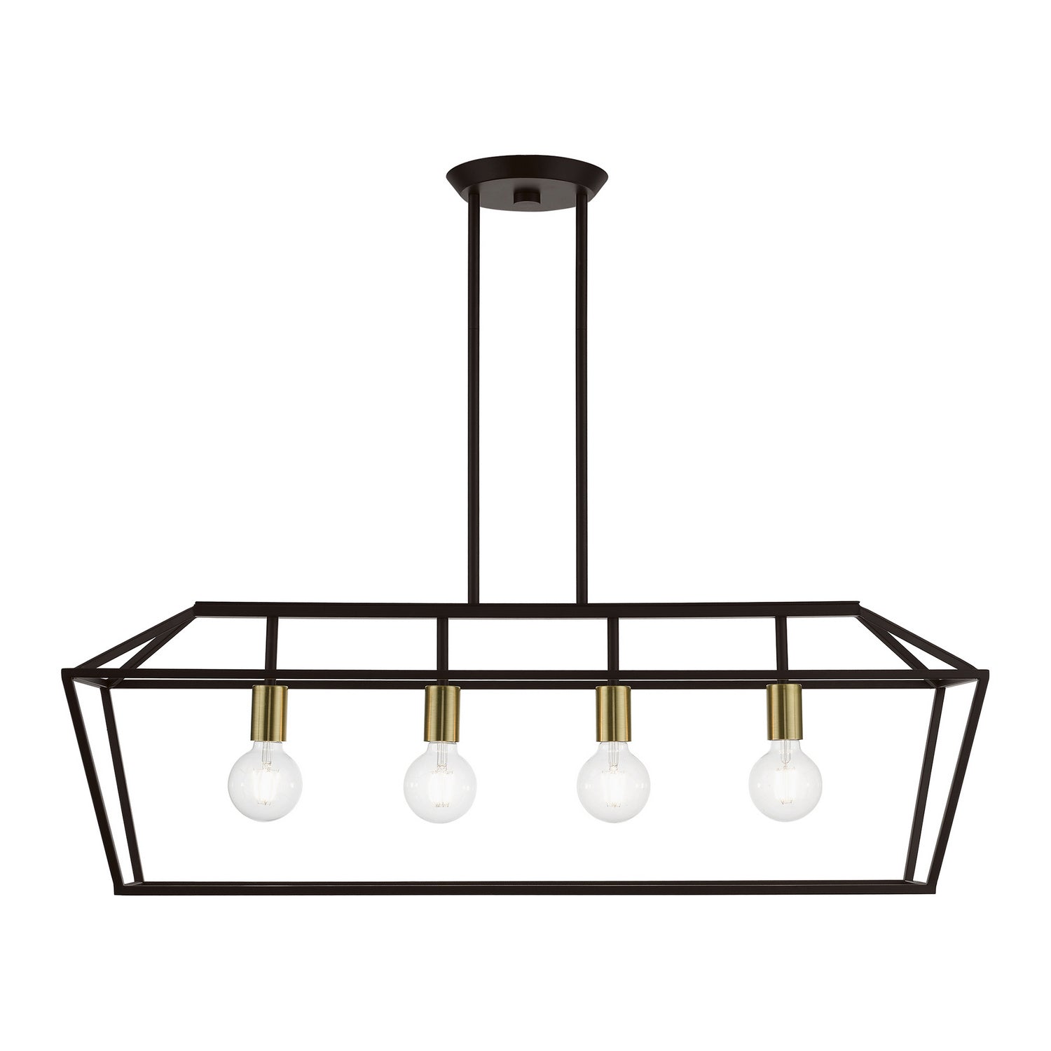 Livex Lighting - 49437-07 - Four Light Linear Chandelier - Devone - Bronze w/Antique Brass