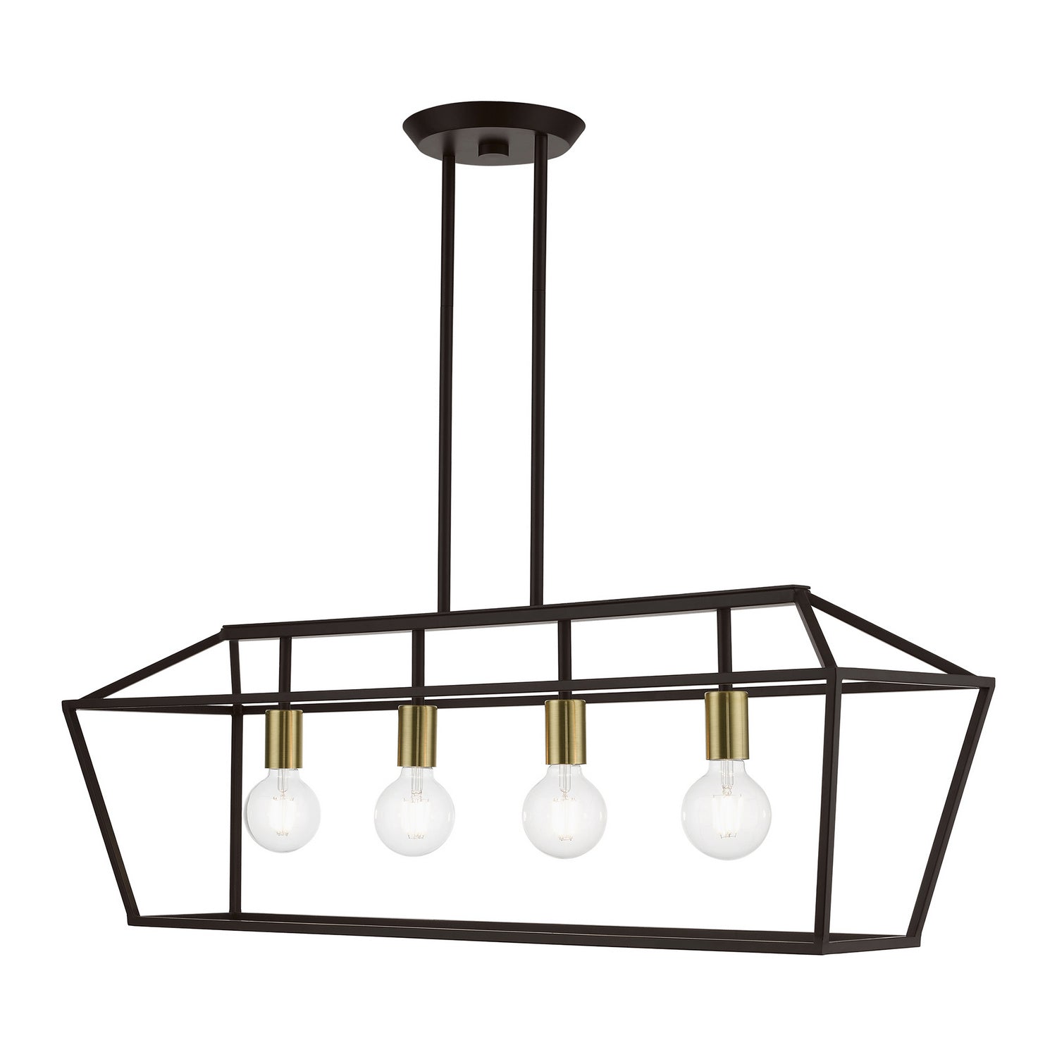 Livex Lighting - 49437-07 - Four Light Linear Chandelier - Devone - Bronze w/Antique Brass