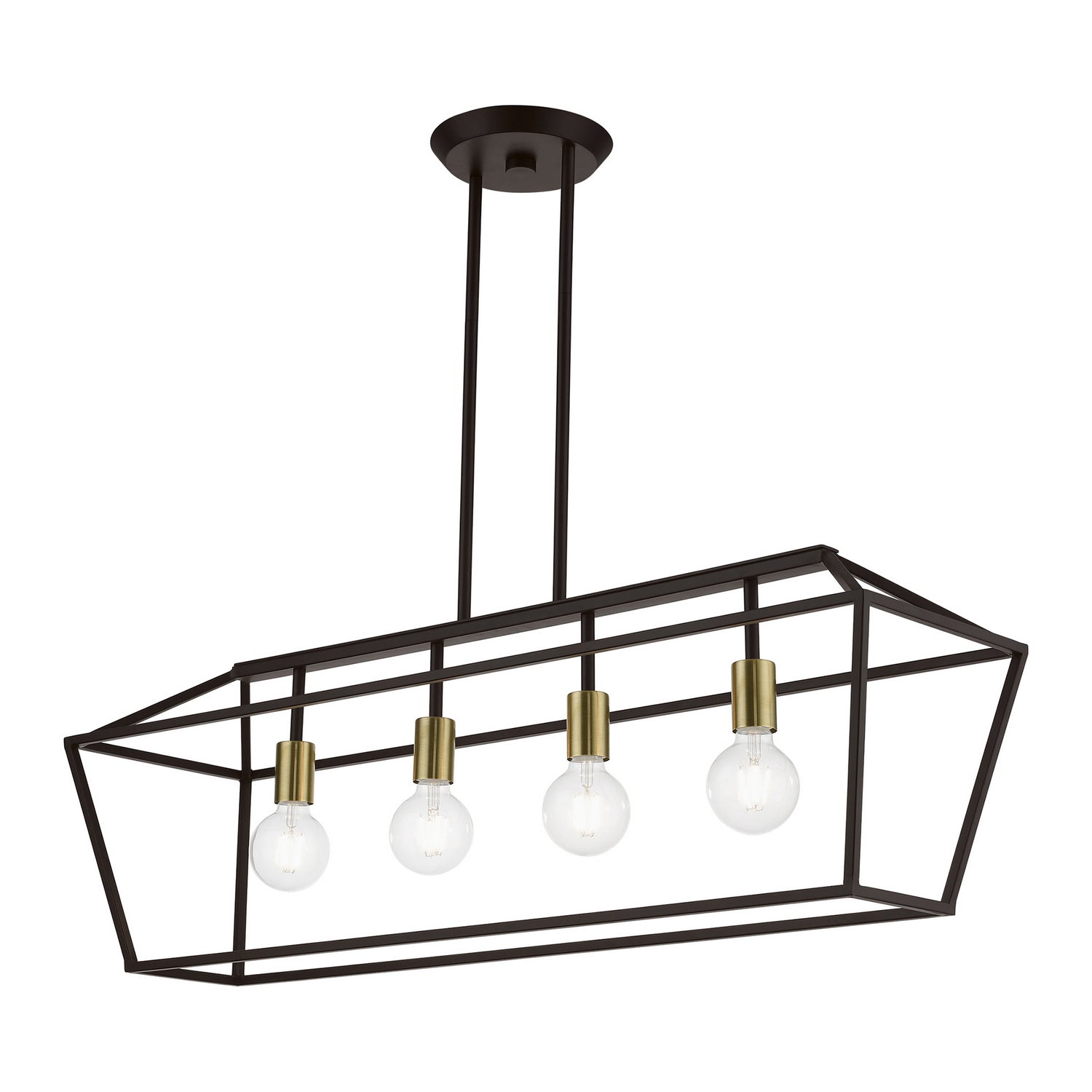 Livex Lighting - 49437-07 - Four Light Linear Chandelier - Devone - Bronze w/Antique Brass