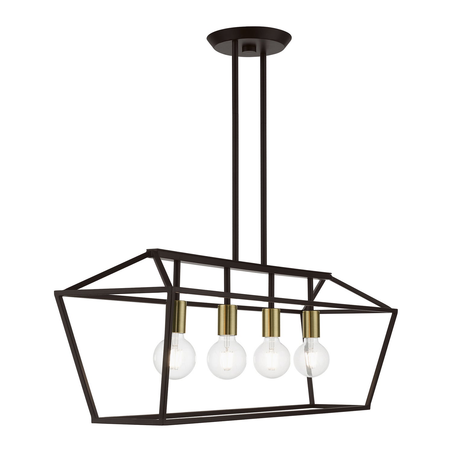 Livex Lighting - 49437-07 - Four Light Linear Chandelier - Devone - Bronze w/Antique Brass