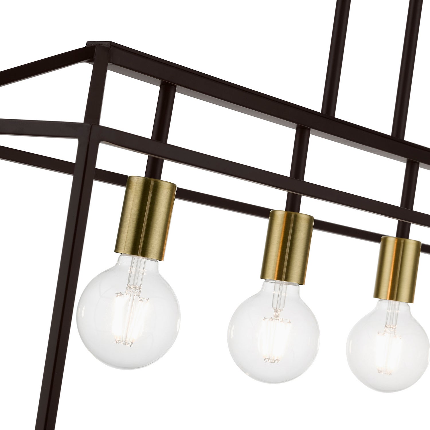 Livex Lighting - 49437-07 - Four Light Linear Chandelier - Devone - Bronze w/Antique Brass