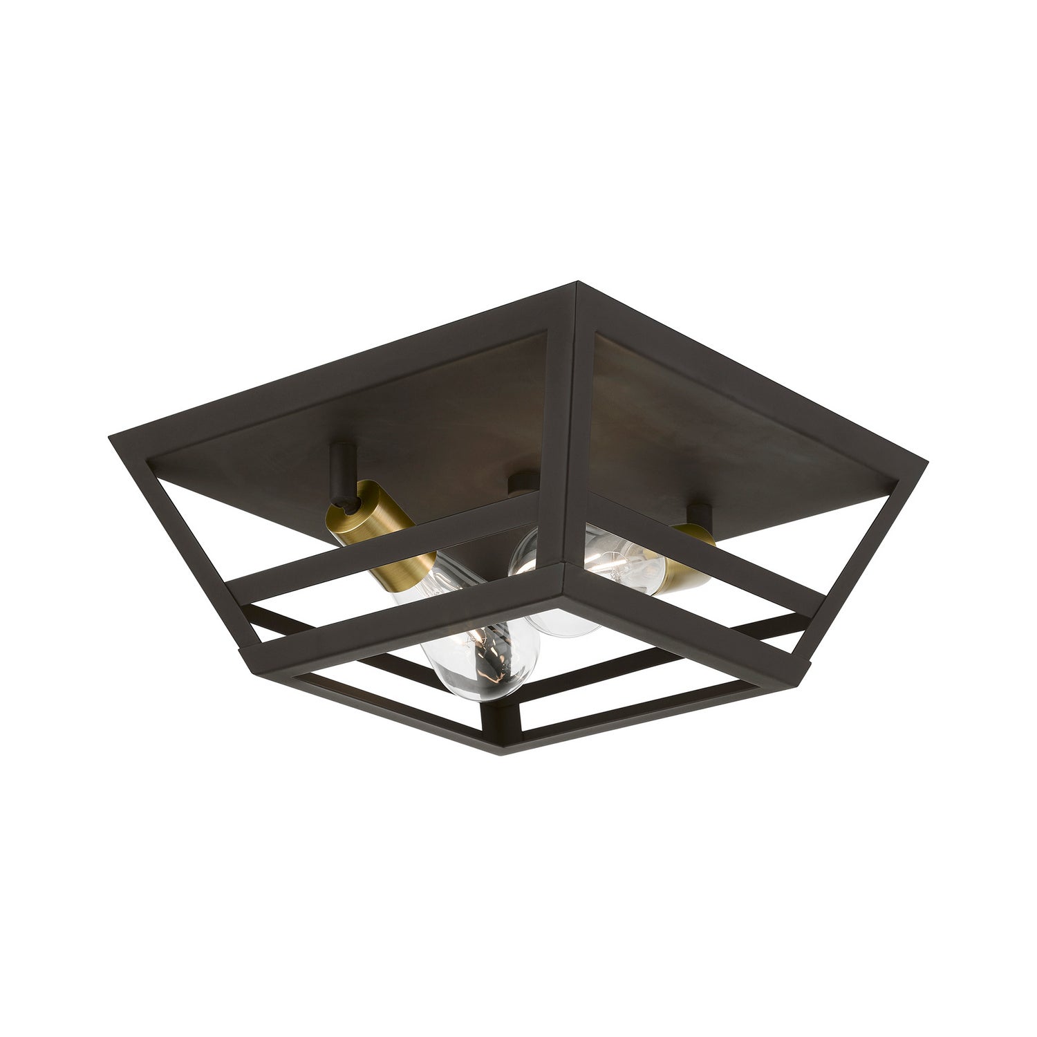 Livex Lighting - 49560-07 - Two Light Flush Mount - Schofield - Bronze w/Antique Brass
