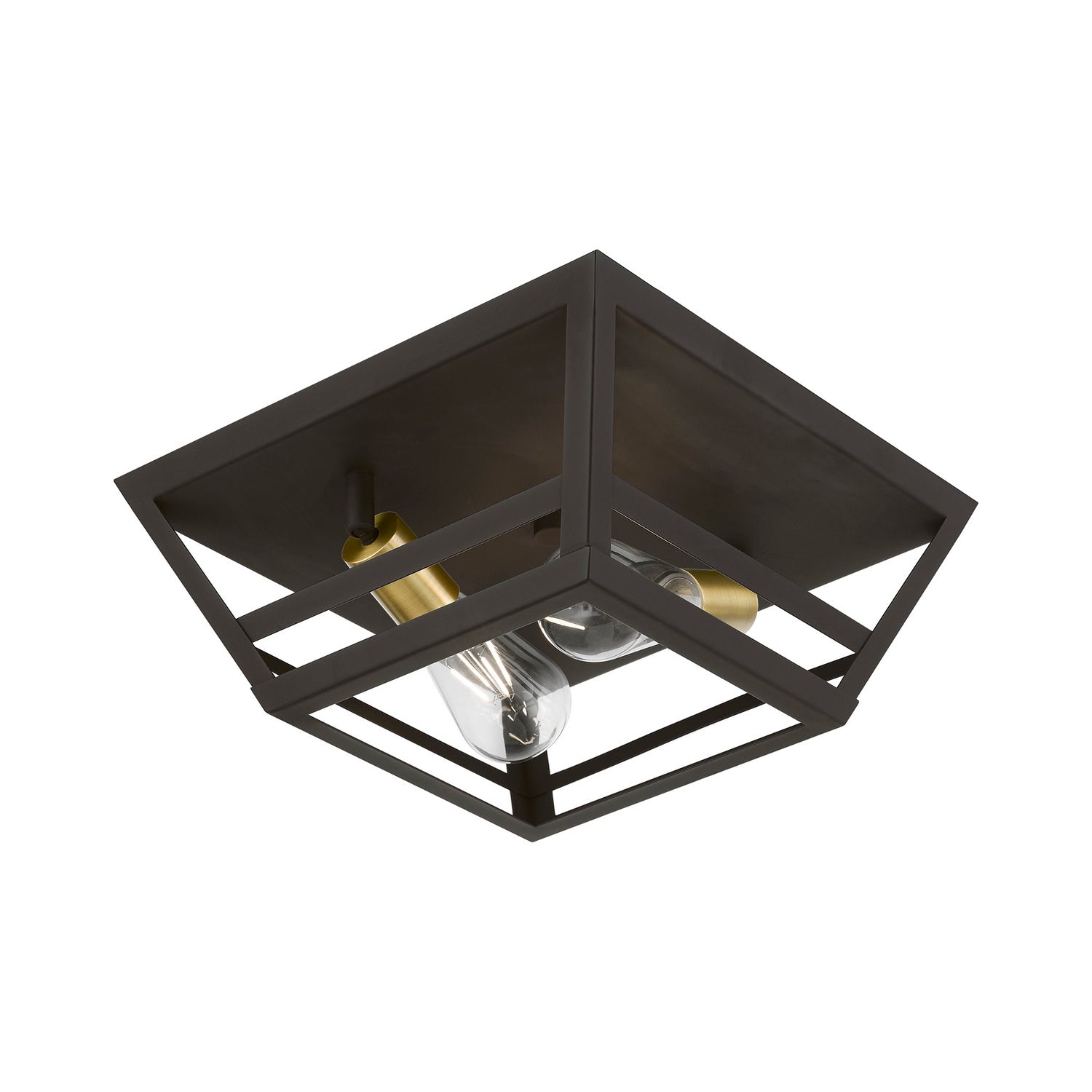 Livex Lighting - 49560-07 - Two Light Flush Mount - Schofield - Bronze w/Antique Brass