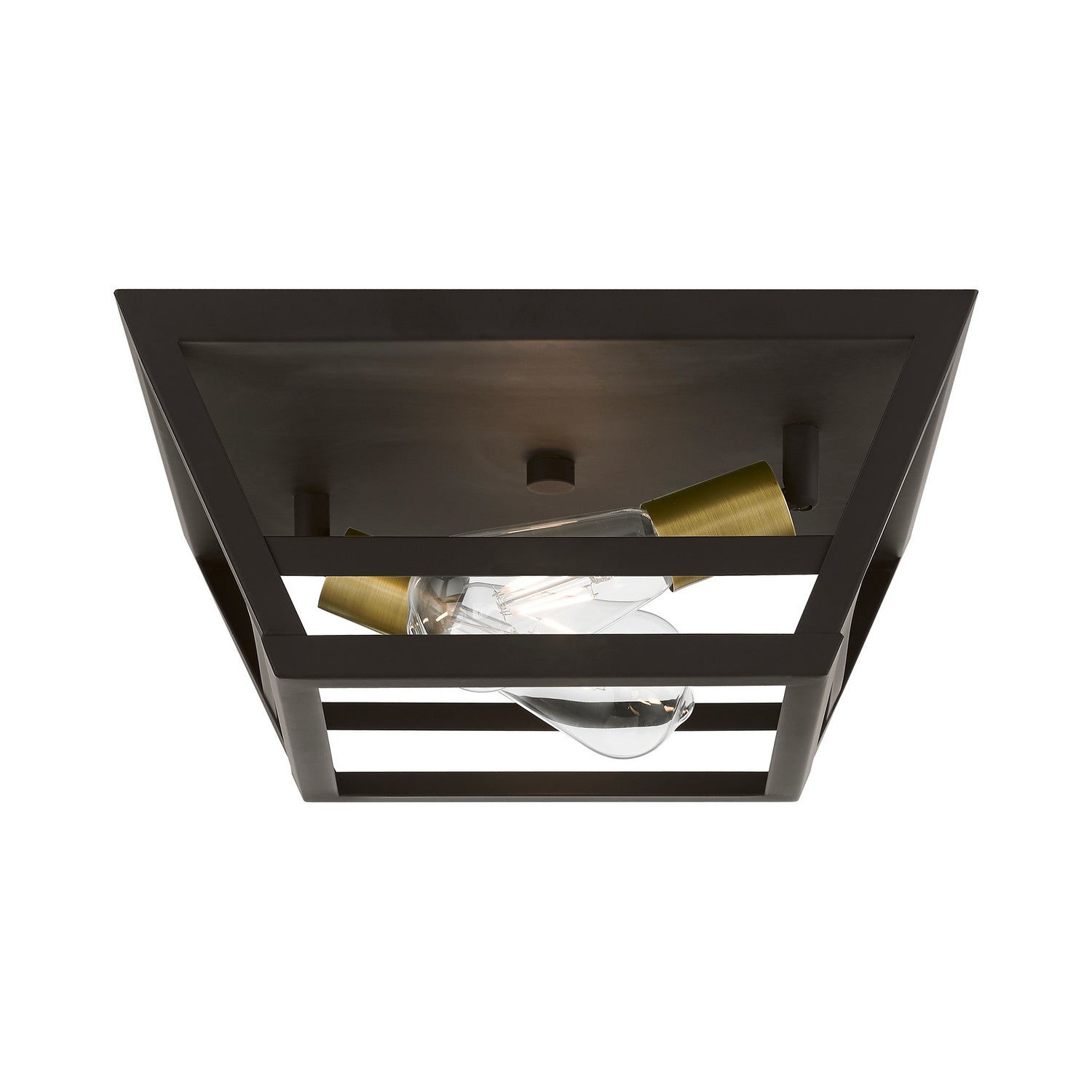 Livex Lighting - 49560-07 - Two Light Flush Mount - Schofield - Bronze w/Antique Brass