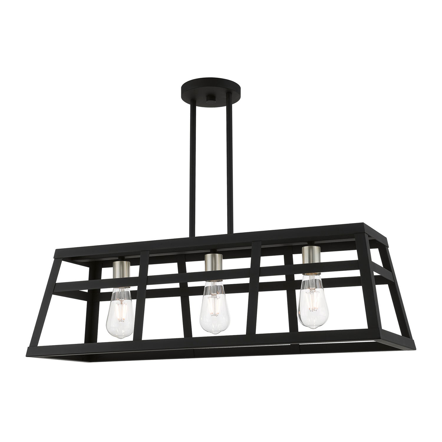 Livex Lighting - 49563-04 - Three Light Linear Chandelier - Schofield - Black w/Brushed Nickel