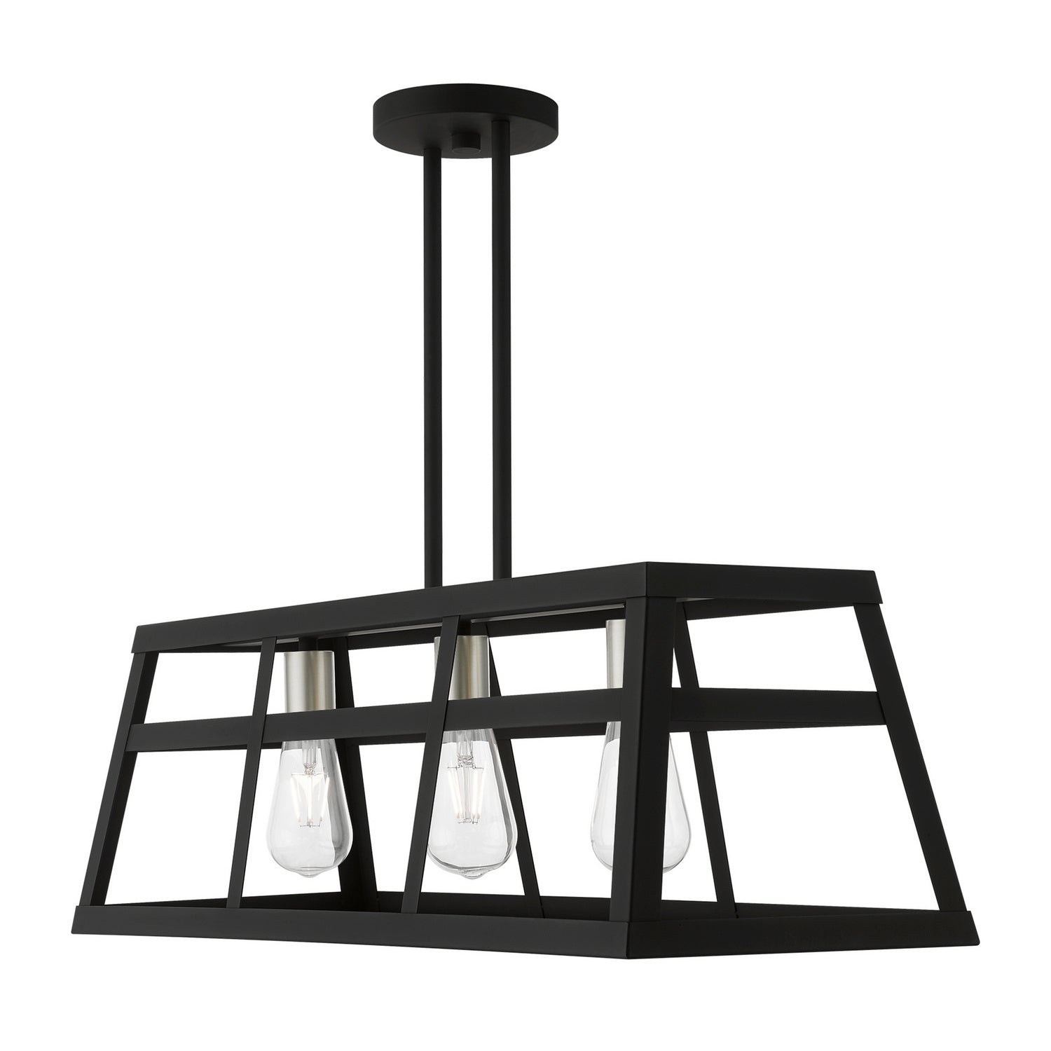 Livex Lighting - 49563-04 - Three Light Linear Chandelier - Schofield - Black w/Brushed Nickel
